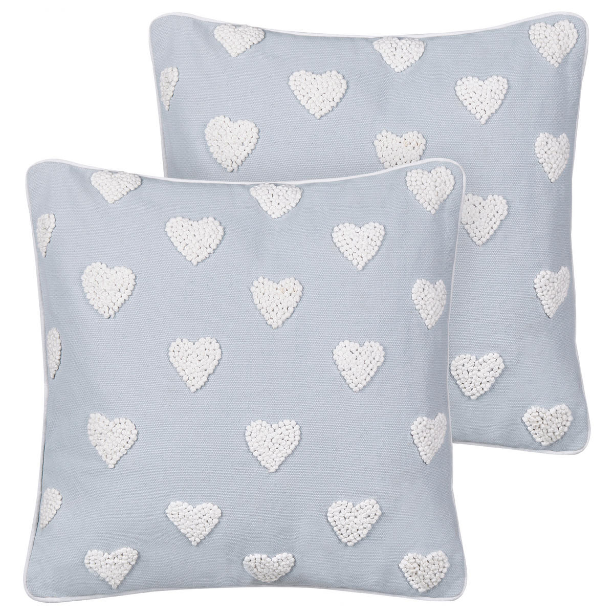DEKOKISSEN 2er-Set Grau 45/45 cm Gazania - Weiß/Grau, Textil (45/45cm) - Beliani