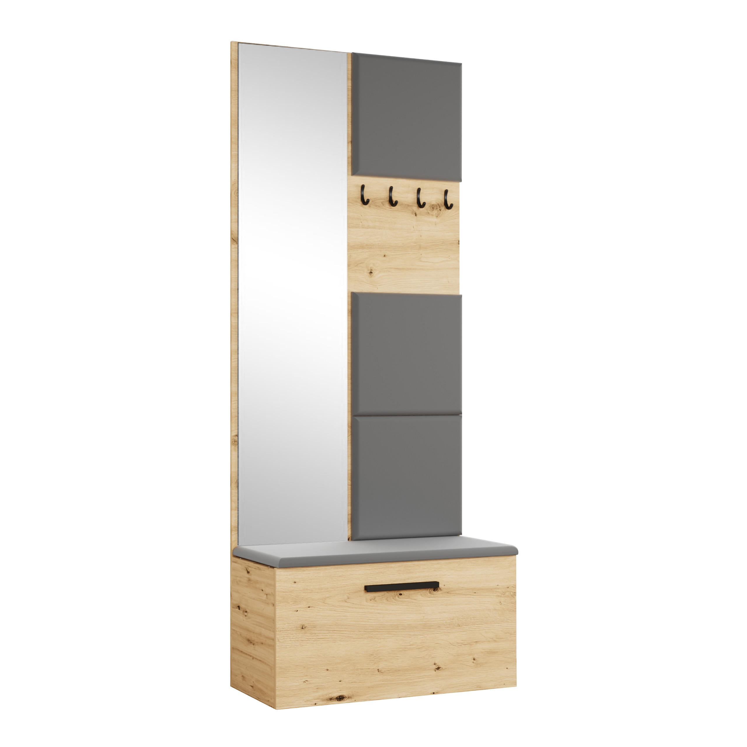 GARDEROBENSCHRANK MODULO 80,6/204/40 cm Modern Garderobe-Set Eiche Artisan - Eiche Artisan/Grau, Holzwerkstoff (80.6/204/40cm) - MASSENO