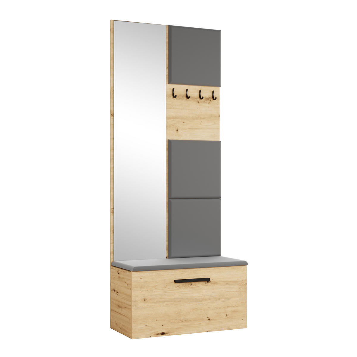 GARDEROBENSCHRANK MODULO 201,2/204/40 cm Modern Garderobe-Set Eiche Artisan - Eiche Artisan/Grau, Holzwerkstoff (201.2/204/40cm) - MASSENO