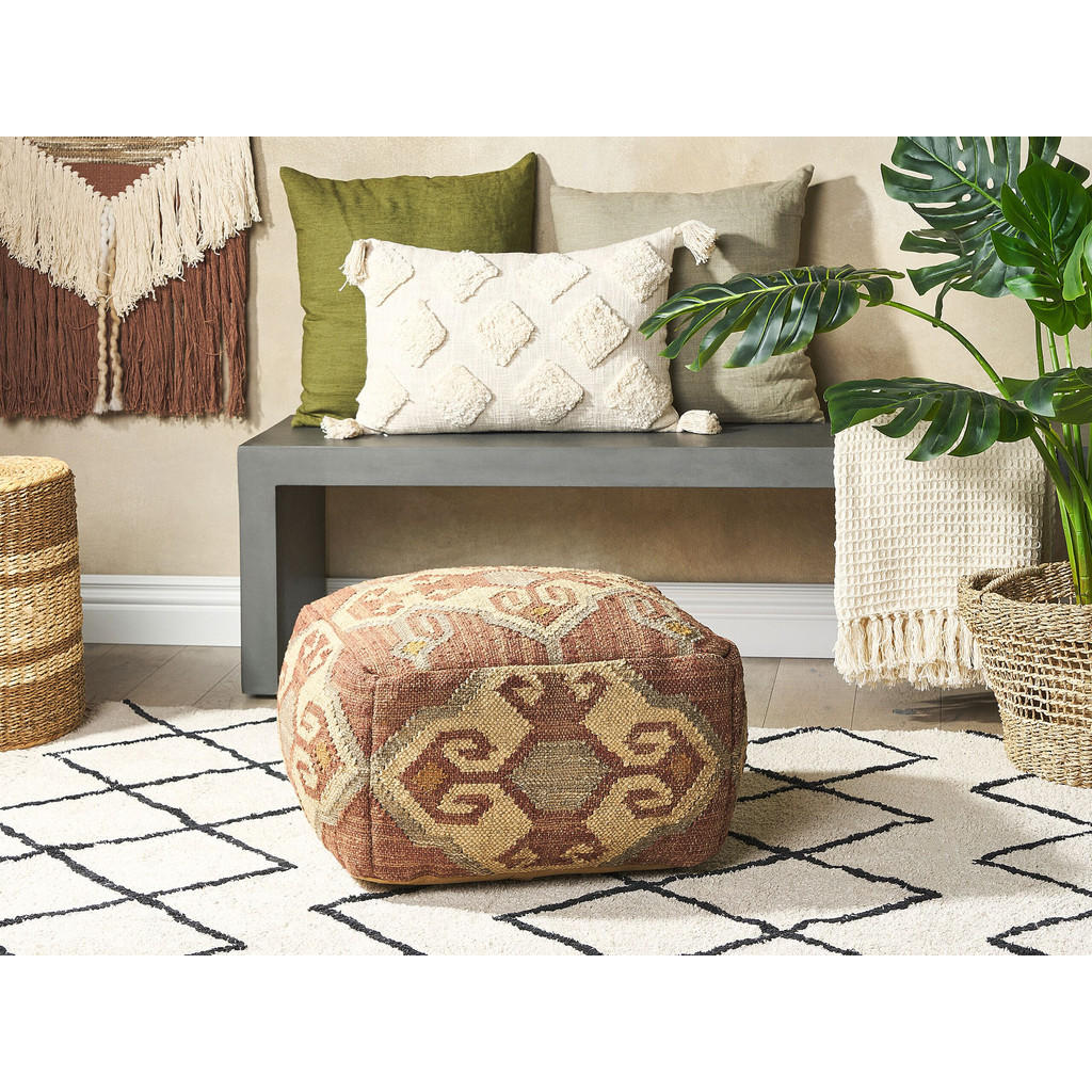 Thumbnail - Beliani Pouf, Rot, Naturmaterialien, 1-Sitzer, Quadratisch, 50x30x50 cm, Wohnzimmer, Hocker, Poufs