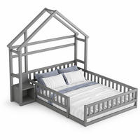 KINDERBETT 140/200 mit Nachttisch und Geländer in Grau - Grau, Holzwerkstoff (140/200cm) - EVRYAE