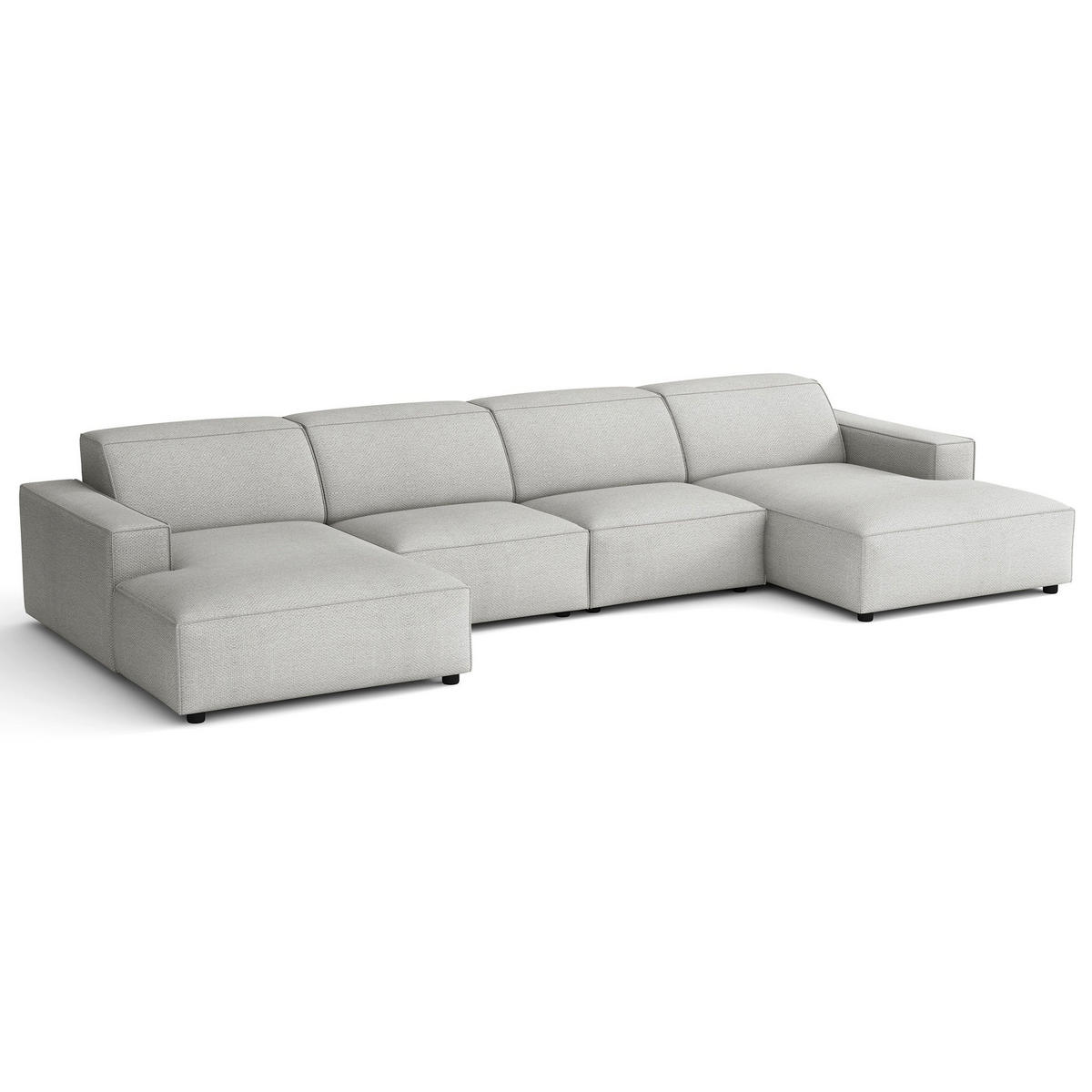 ROHOVÁ pohovka Sellmo, svetlosivá, 368 cm - čierna/svetlosivá, textil/plast (374/166cm) - Selsey