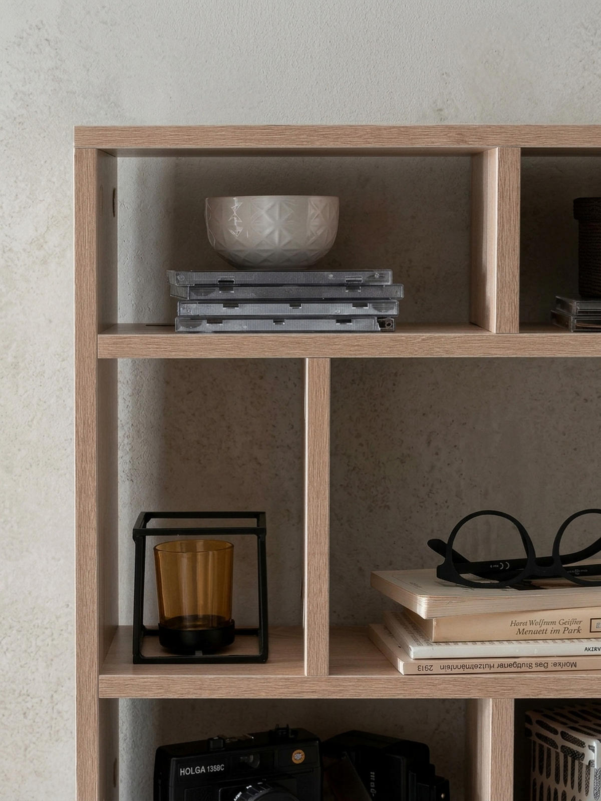 WANDREGAL MAGRA Spanplatte 9 Fächer Modern, Beige 75x16x51 cm - Beige, Holz (75/51/16cm) - KADIMA DESIGN