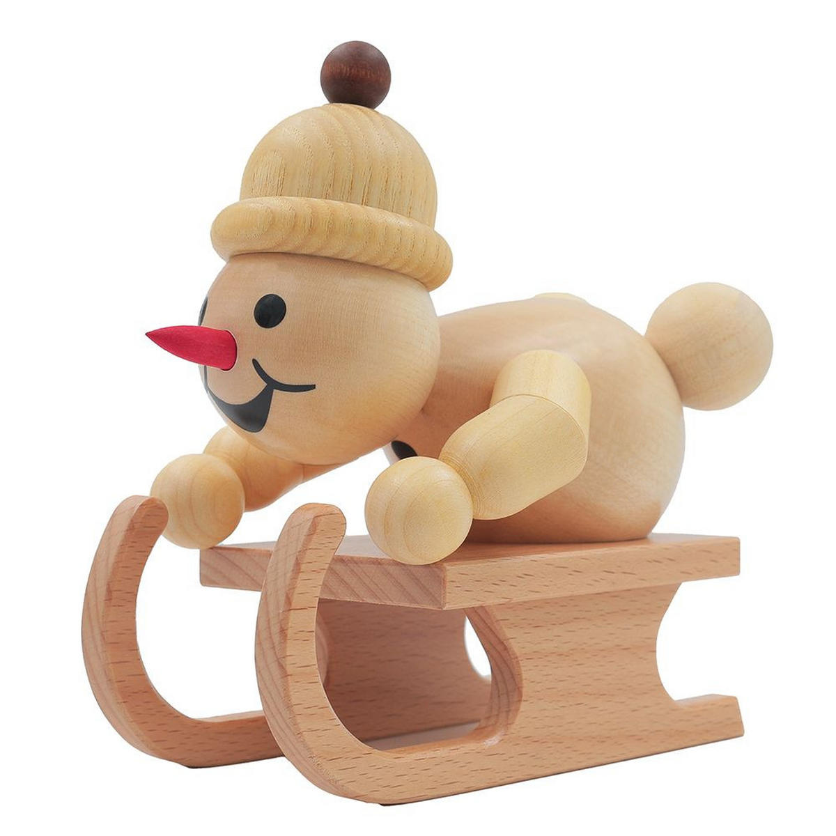 HOLZFIGUR Schneemann Junior Rennschlittenfahrer 13 cm - Multicolor, Holz (14/14/0.1cm)