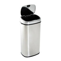 MÜLLEIMER 68L 40,5/29,5/78 cm Edelstahl Silber Automatik Küche - Silberfarben, Metall (29.5/78/40.5cm) - Rolipo
