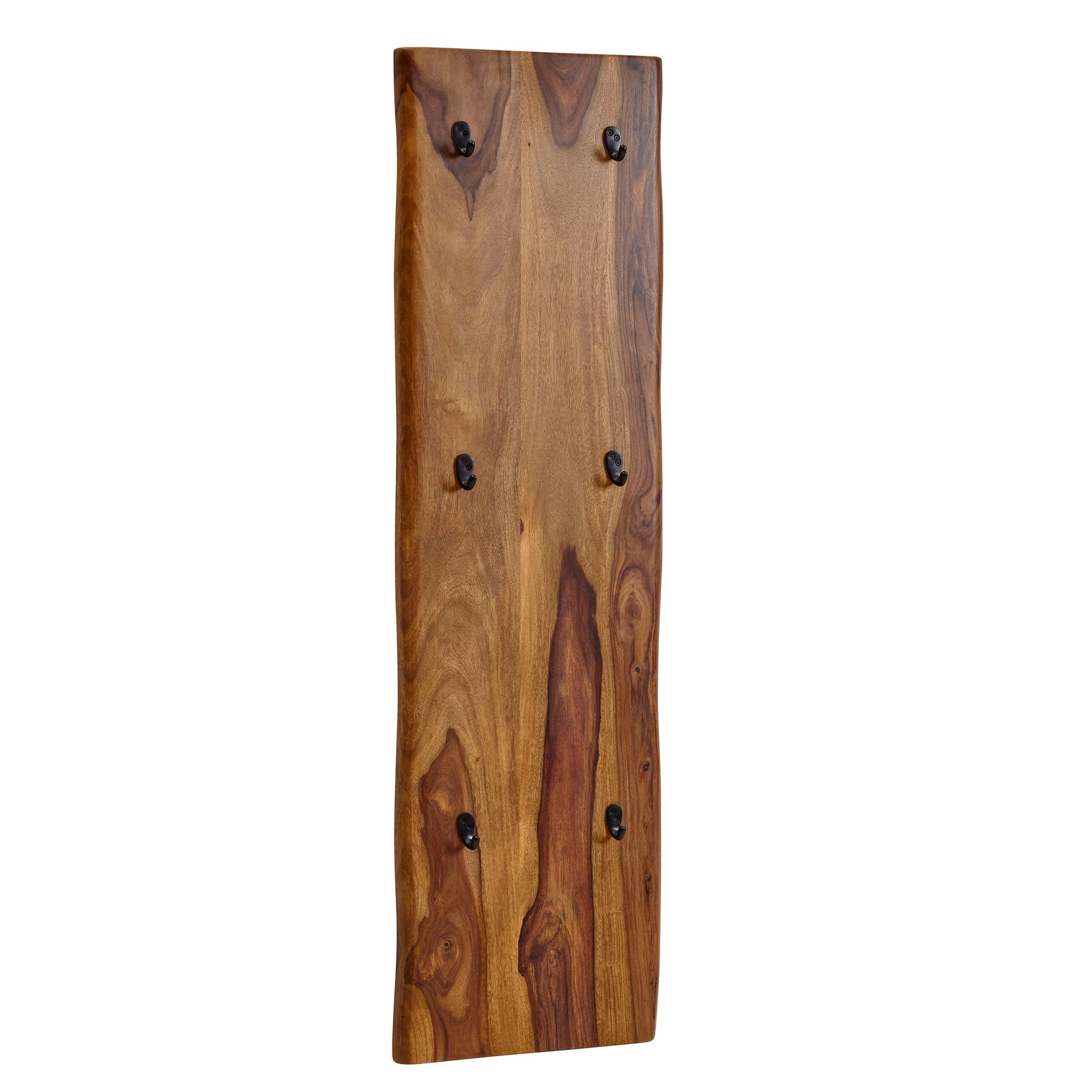 WANDGARDEROBE Massivholz Metall Modern mit Baumkante und 6 Haken - Braun, Holz (40/140/7cm) - KADIMA DESIGN