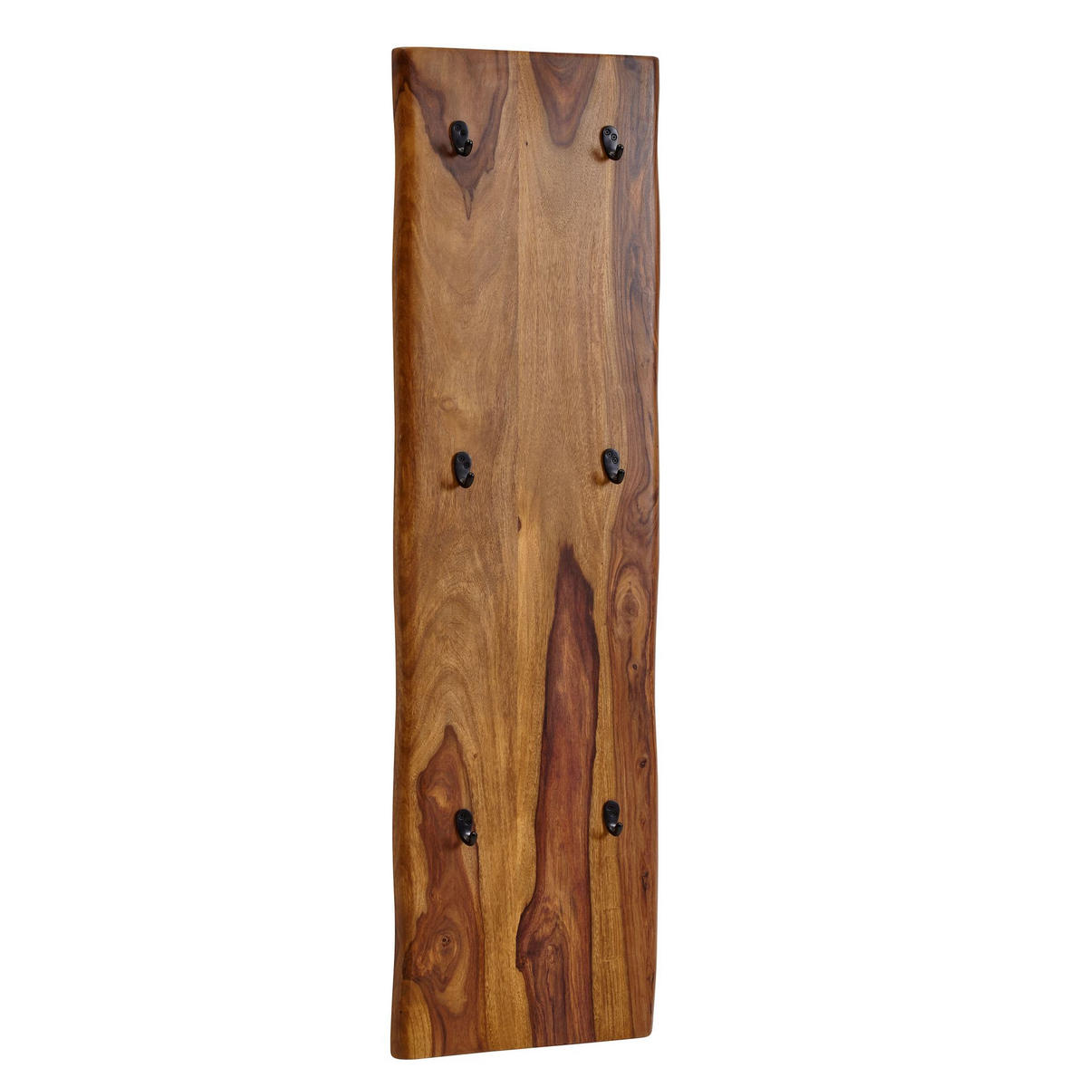 WANDGARDEROBE Massivholz Metall Modern mit Baumkante und 6 Haken - Braun, Holz (40/140/7cm) - KADIMA DESIGN