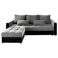 ECKSOFA KOS PIK Hellgrau Plüsch-Stoff mit Schlaffunktion - Anthrazit/Hellgrau, Holz/Kunststoff (220/140cm) - MASSENO