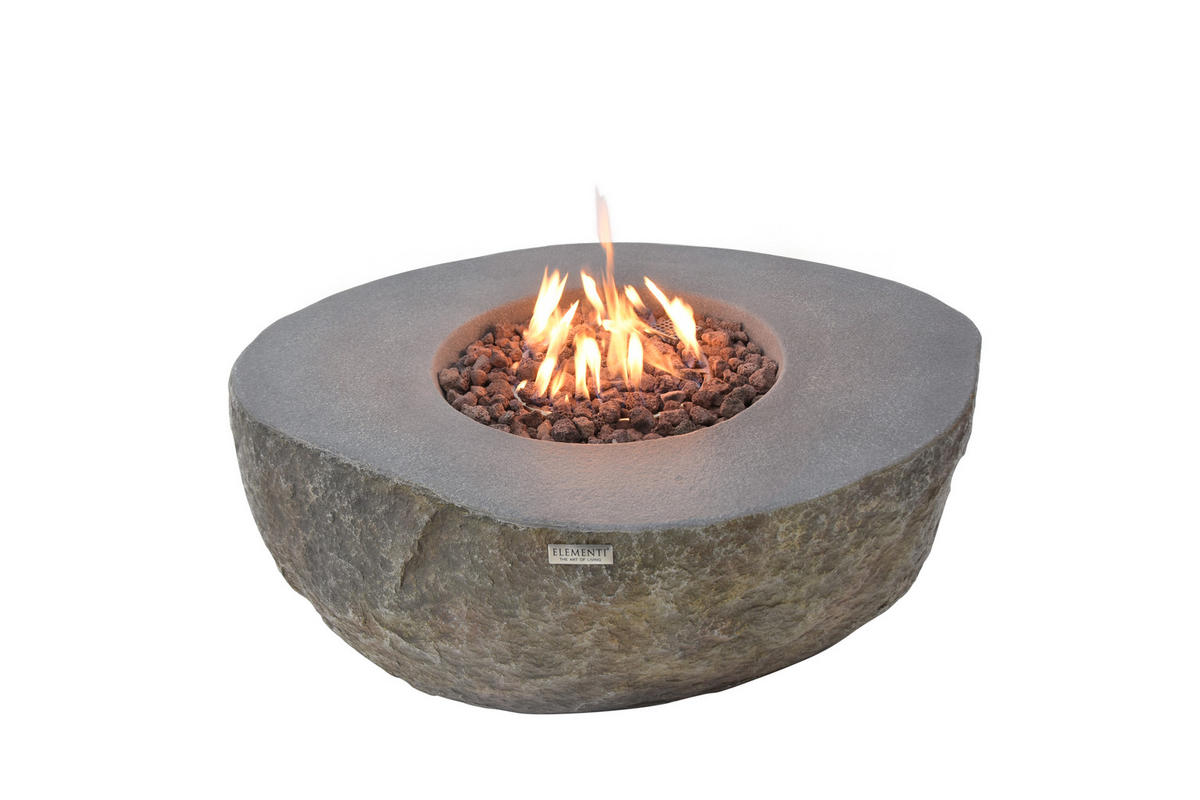 FEUERTISCH Boulder Gasfeuerstelle aus GF-Beton 110/89/41 cm - Naturfarben, Naturmaterialien (89/41/110cm) - Elementi