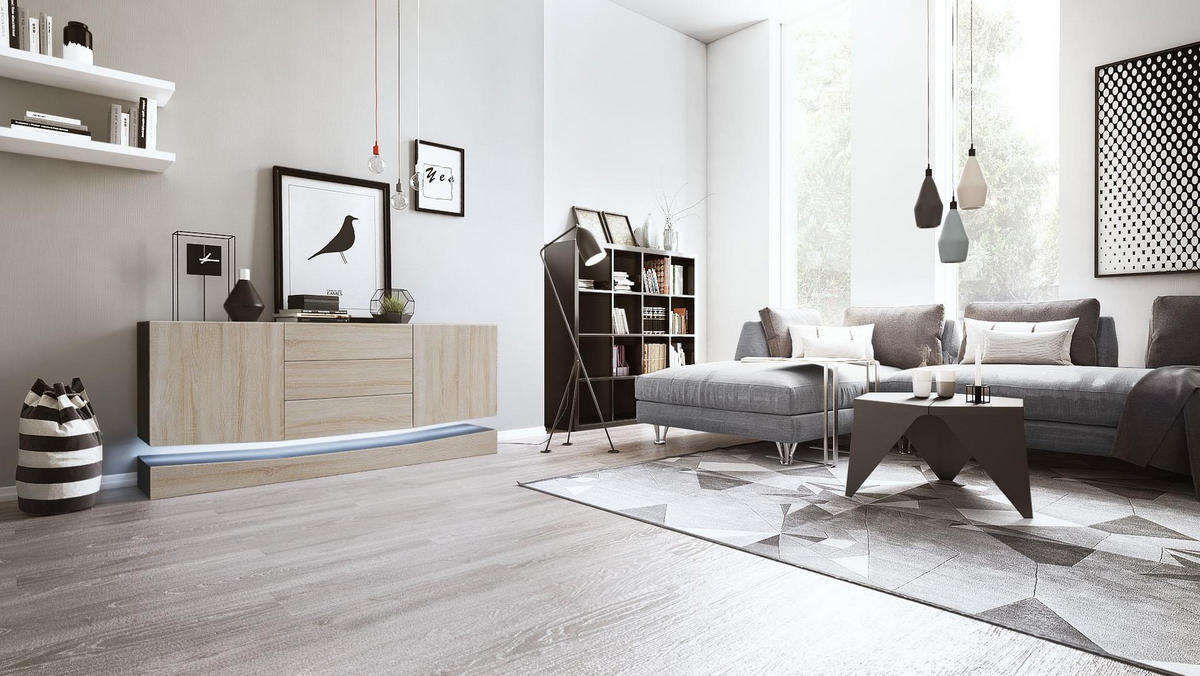 SIDEBOARD City Fronten in Eiche sägerau - Eiche San Remo, Holzwerkstoff (178/82/39cm) - Vladon