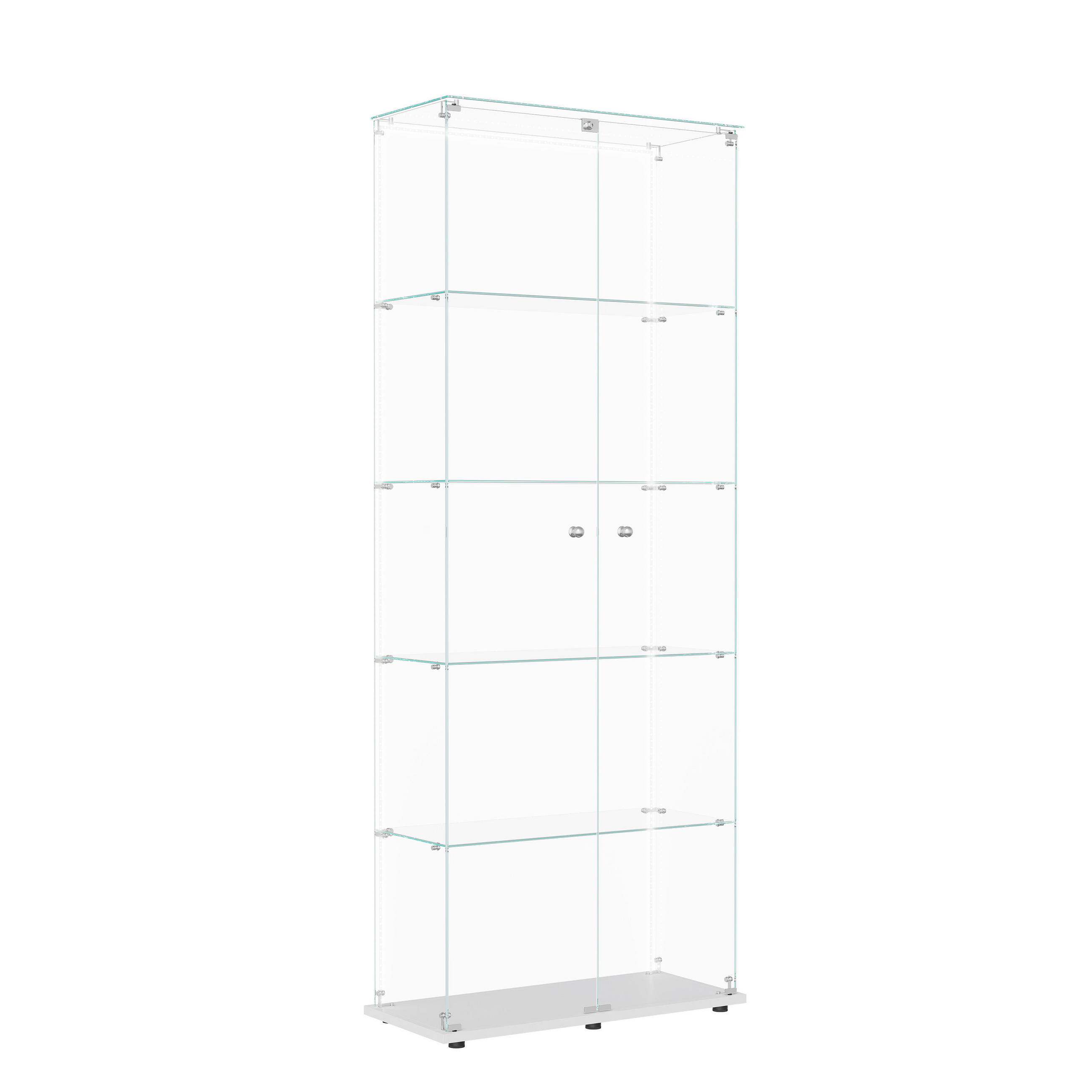 GLASVITRINE 77x35x187 cm 2 Türen 5 Einlegeböden LED weiß - Weiß, Holz (78.5/186.5/34.5cm) - Fortuna Lai