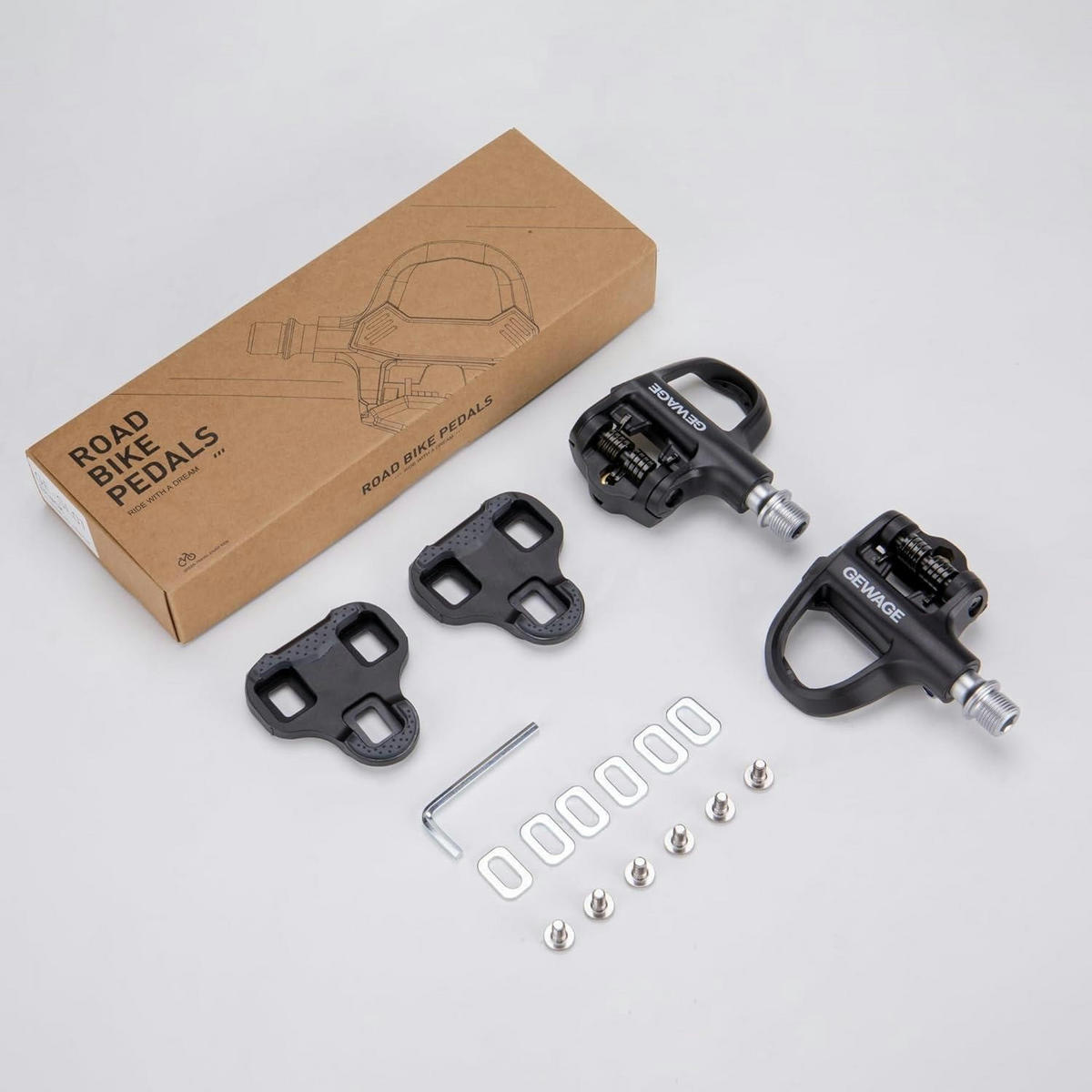KLICKPEDALE für Rennrad Set mit verstellbarer Spannung und breiter Plattform - Schwarz, Kunststoff (8.7/1.5/10.3cm)