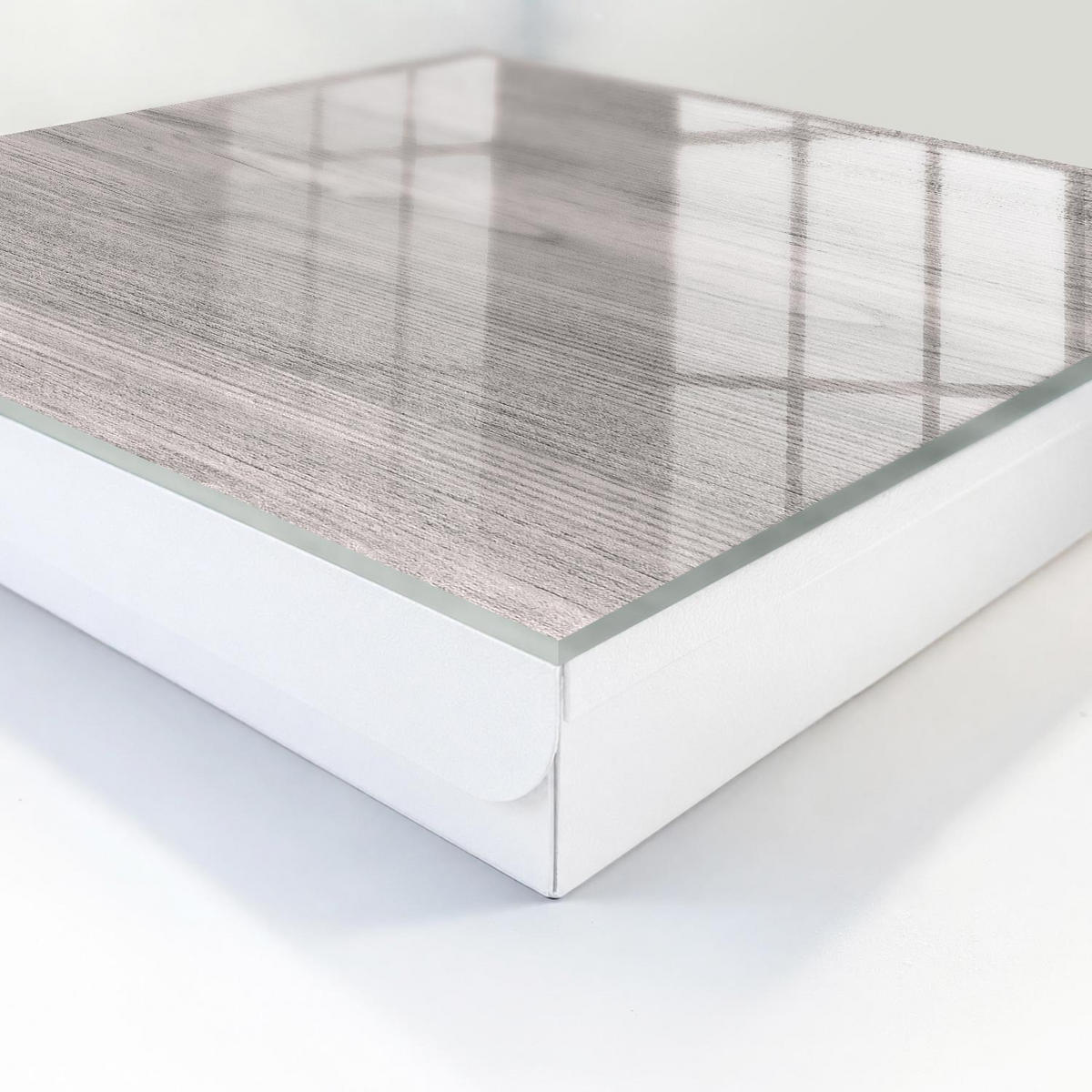 SCHLÜSSELBOX Weiß 30x30 cm – Türöffnung nach rechts - Graues Holz - Grau, Metall (30/30/5cm) - TULUP