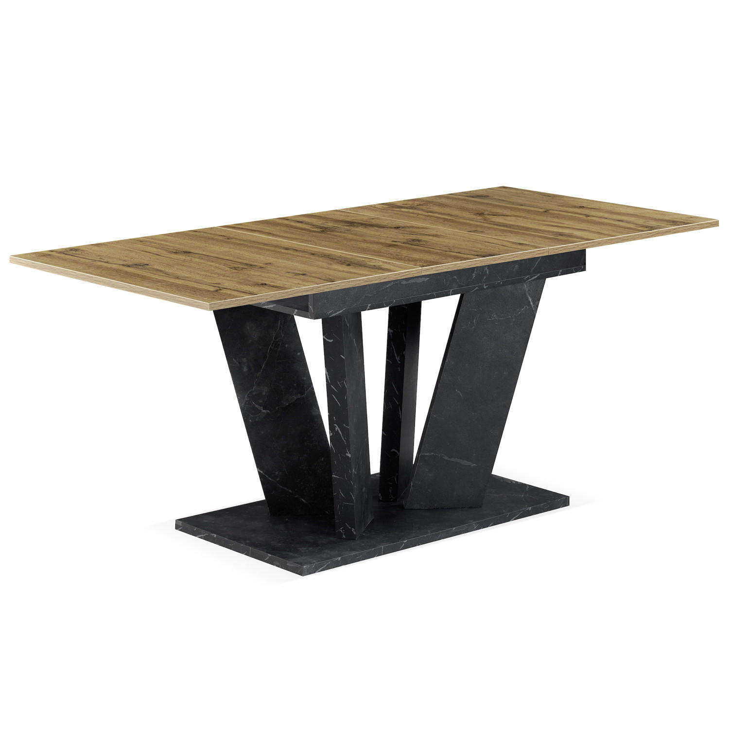 ESSTISCH WILLEM 120-160/80/76 cm - Eiche Bianco/Anthrazit, Holzwerkstoff (80/120/76cm) - B&D Home