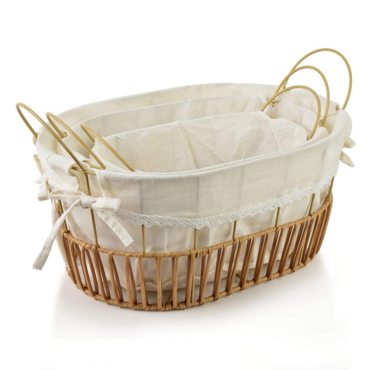 BROTKORB Will 3er Set Naturfarbe 25,5x35x16/22 cm Metall - Naturfarben, Metall (35/22/25.5cm) - Mondex