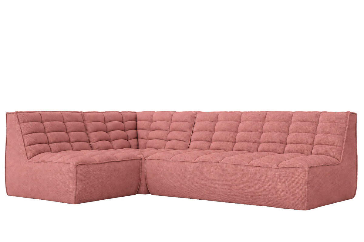 ROHOVÁ SEDAČKA modulární ve tvaru L, plyšová tkanina Pop, Růžová, Levá strana, LAZY L Mini - růžová, dřevo (253/173cm) - Kaiser Möbel