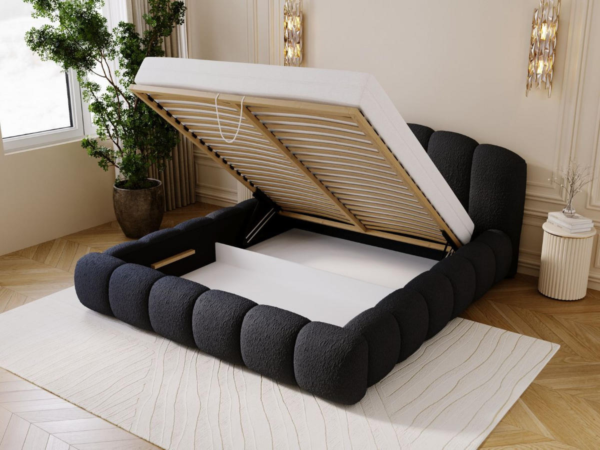 POLSTERBETT CLOUD SOFT - Schwarz, Textil (206/234cm) - Graingold