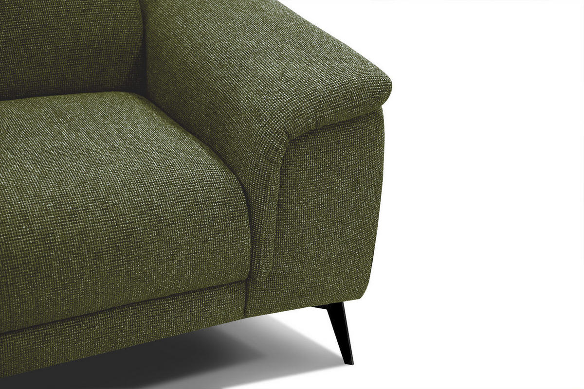 SOFA FIERO 2-Sitzer, olivgrün - Schwarz/Olivgrün, Holzwerkstoff/Textil (170/82/103cm) - Courtois Laville