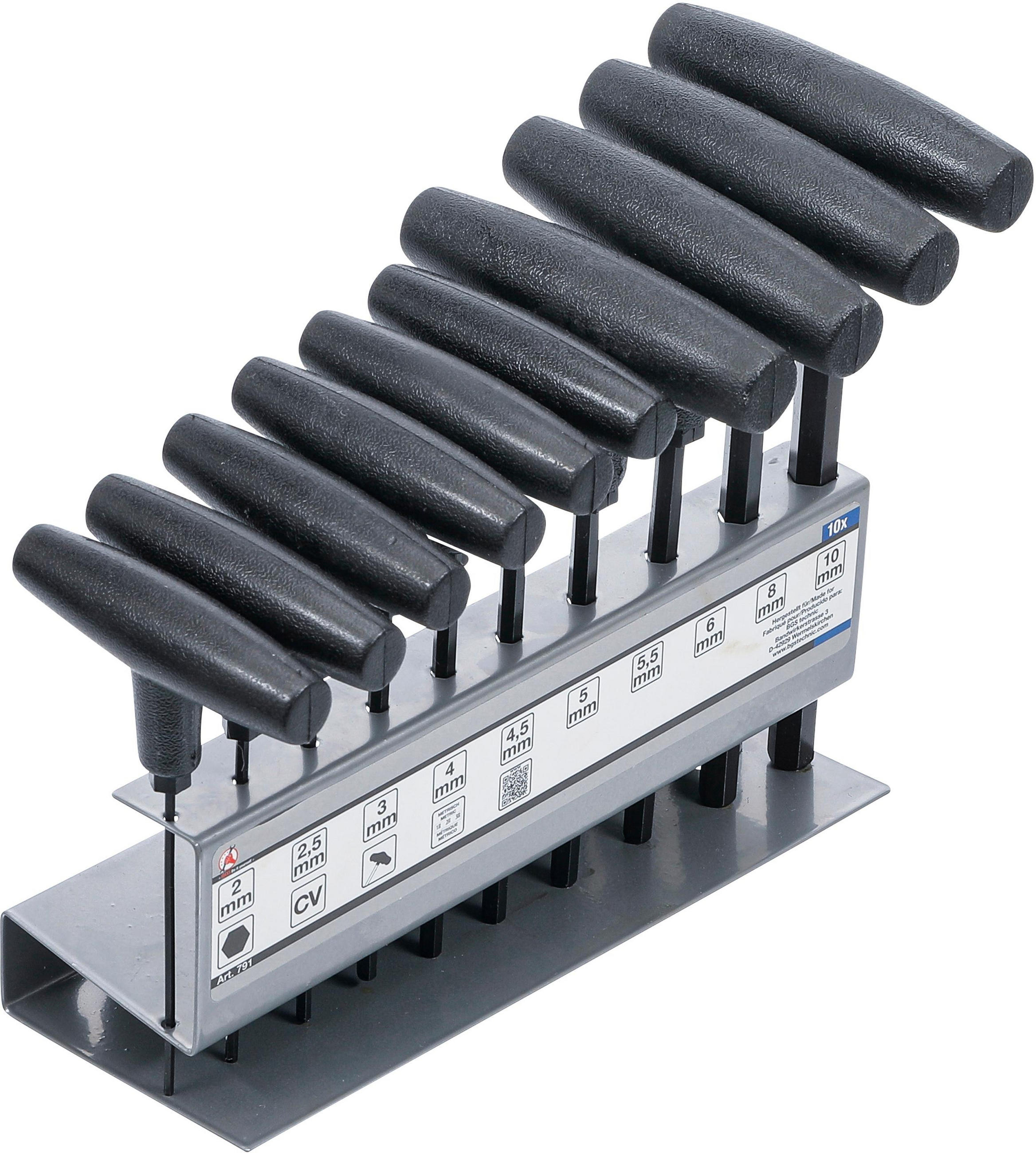 SCHRAUBENDREHER-SATZ MIT T-GRIFF | INNENSECHSKANT 2 - 10 MM | 10-TLG. - Multicolor, Kunststoff/Metall (1/1cm) - BGS technic