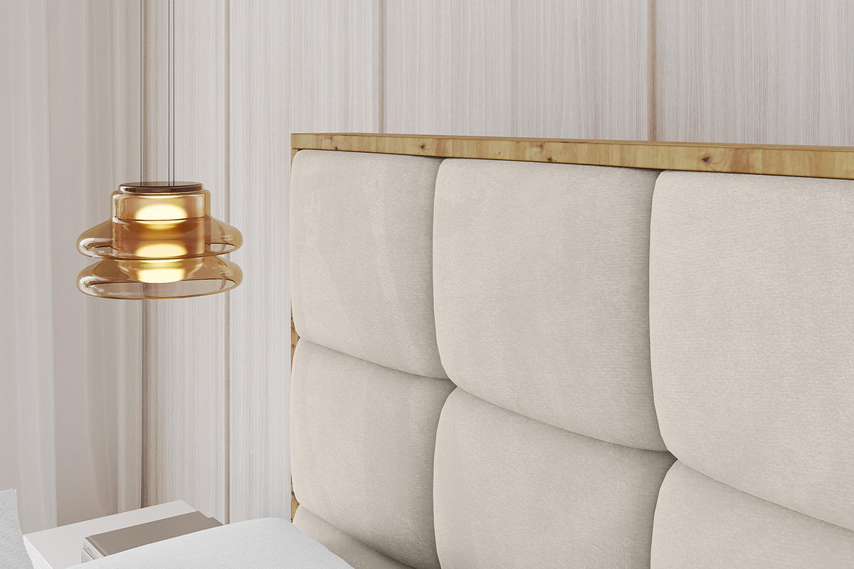 POLSTERBETT mit Bettkasten, Fußteil und Lattenrost, Boxbett ohne Matratze - ENZO2-Z 180x200 Beige - Beige, Holzwerkstoff/Textil (180/200cm) - ALTDECOR