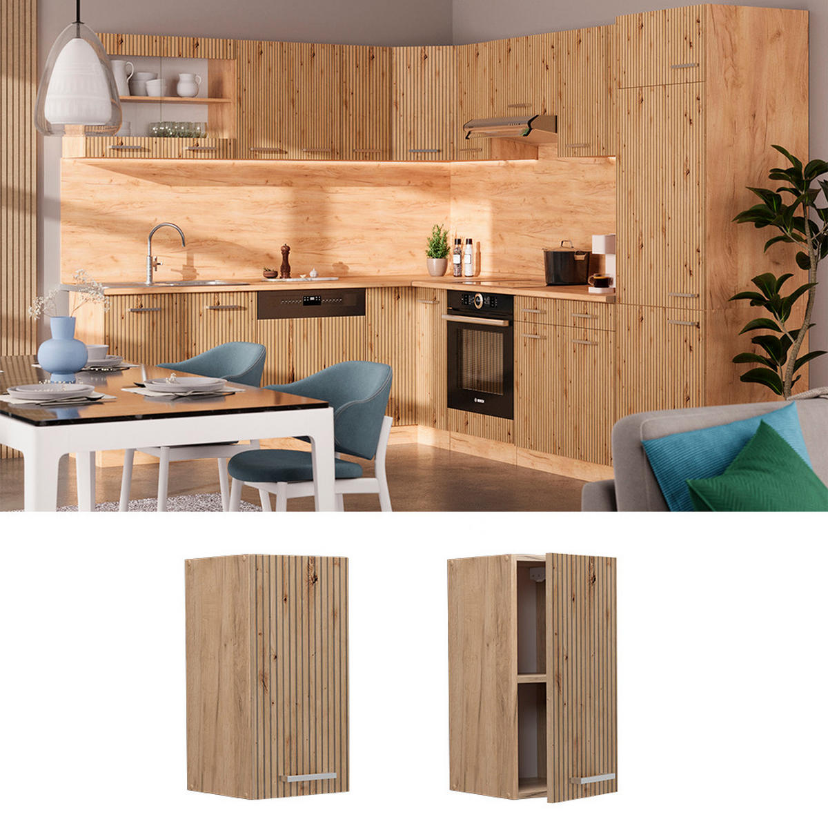 VĚŠÁK NA STĚNU R-Line Řemeslný dub - medově dubová/dub artisan, kompozitní dřevo (30/60/31cm) - Vicco