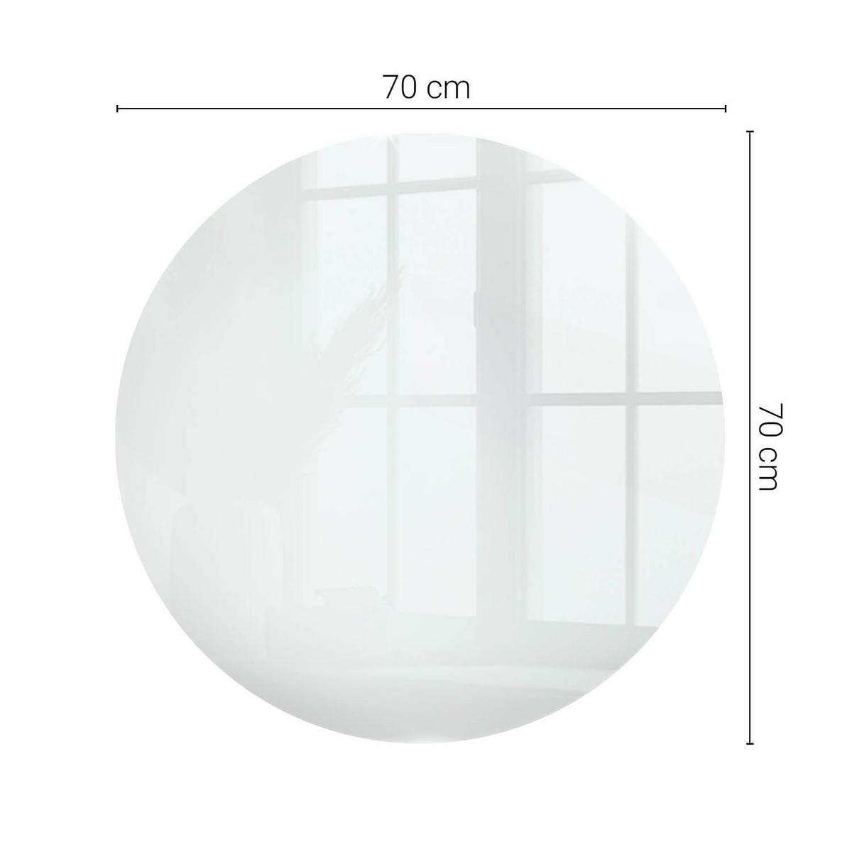 TISCHPLATTE Ø70 cm Glatte Weiße Oberfläche Rund - Weiß Hochglanz/Weiß, Glas (70/70/0.4cm) - TULUP