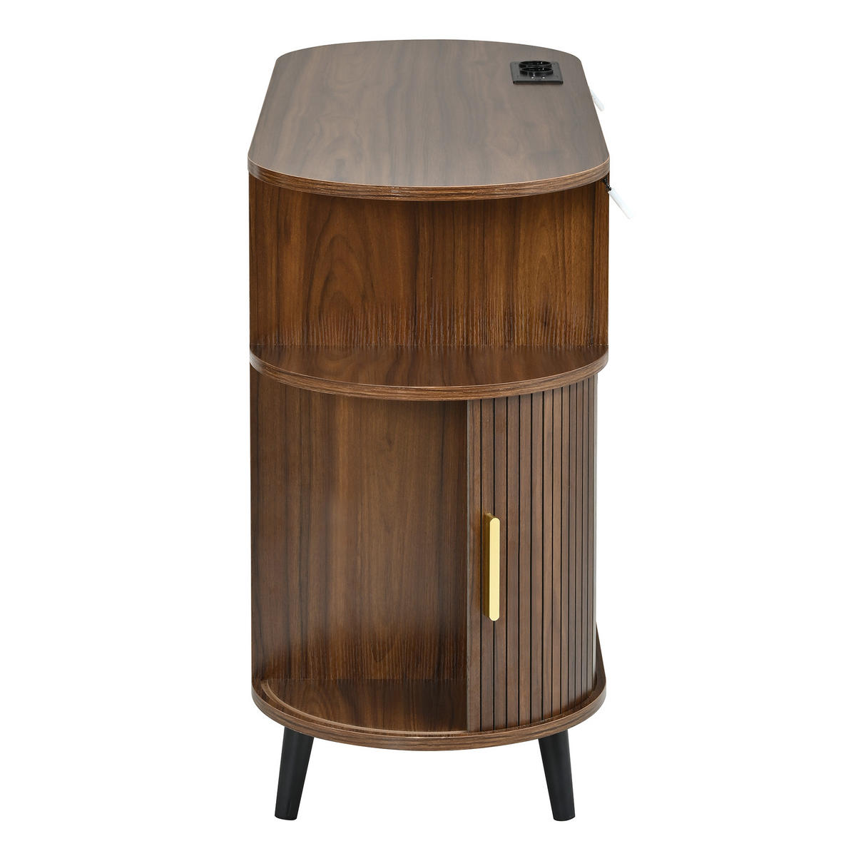 TV-SCHRANK MDF mit Schiebetür und Ladestation - Walnussfarben, Holzwerkstoff (110/76/40cm) - FLIEKS