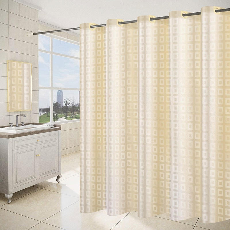 DUSCHVORHANG Gelb Polyester schnelltrocknend wasserdicht maschinenwaschbar mit Haken Badezimmer - Beige, Textil (200/180cm) - MCBOSON