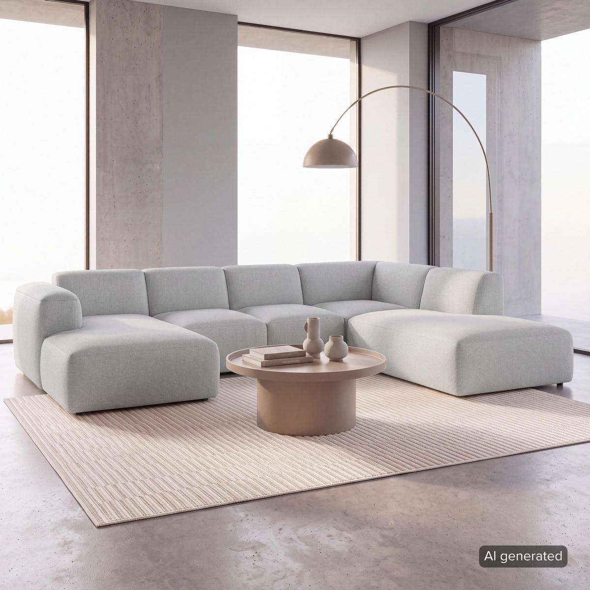 WOHNLANDSCHAFT mit Longchair - Schwarz/Grau, Kunststoff/Textil (325/71/235cm) - home24