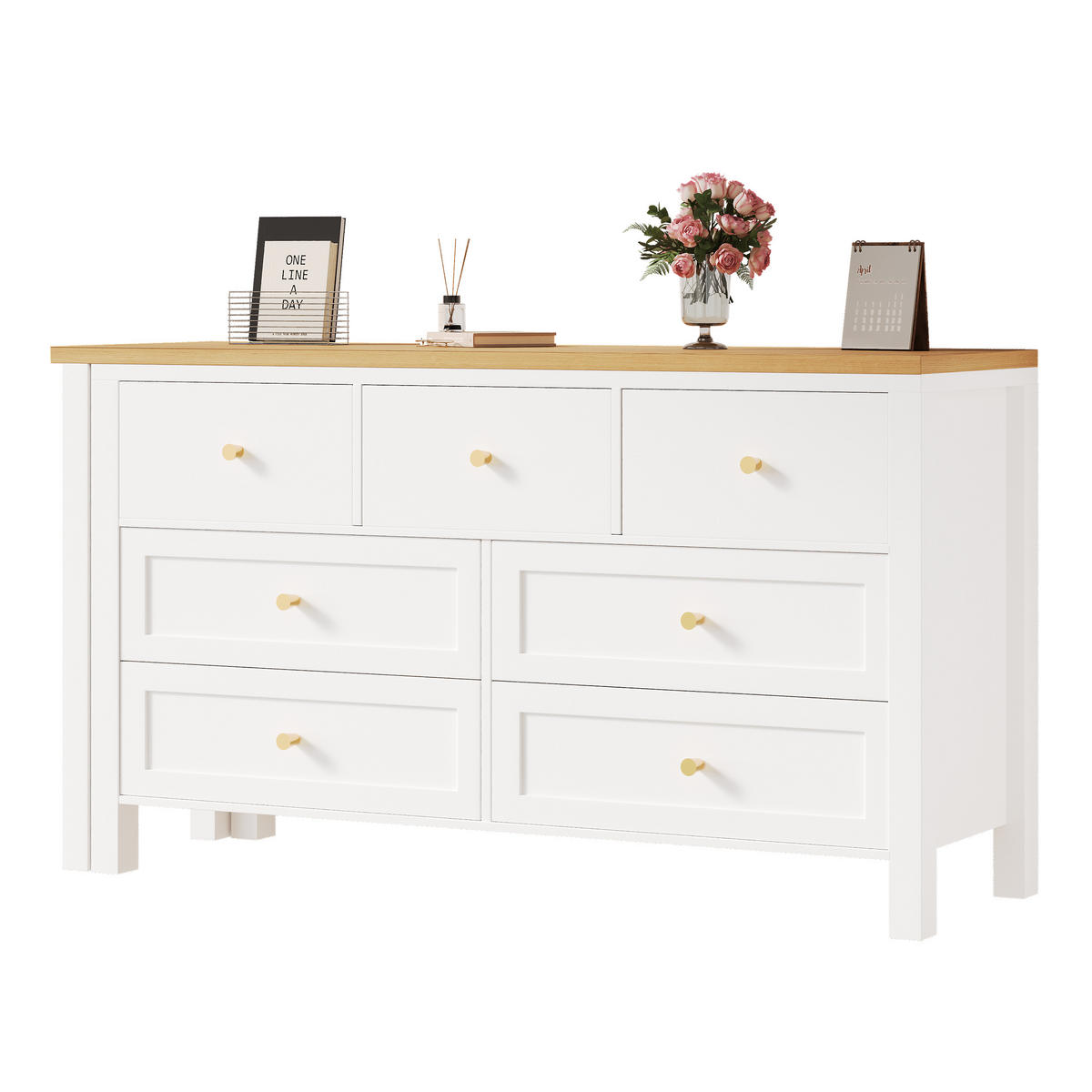 BÜROTISCH mit Schubladen und Aufbewahrung – Weiß Holzoptik - Weiß, Holzwerkstoff (40/120/70cm) - Urban Meuble