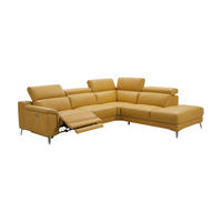 ECKSOFA Jardin Echtleder mit 1 x Relaxfunktion Senfgelb - Gelb, Leder/Metall (266/230cm)