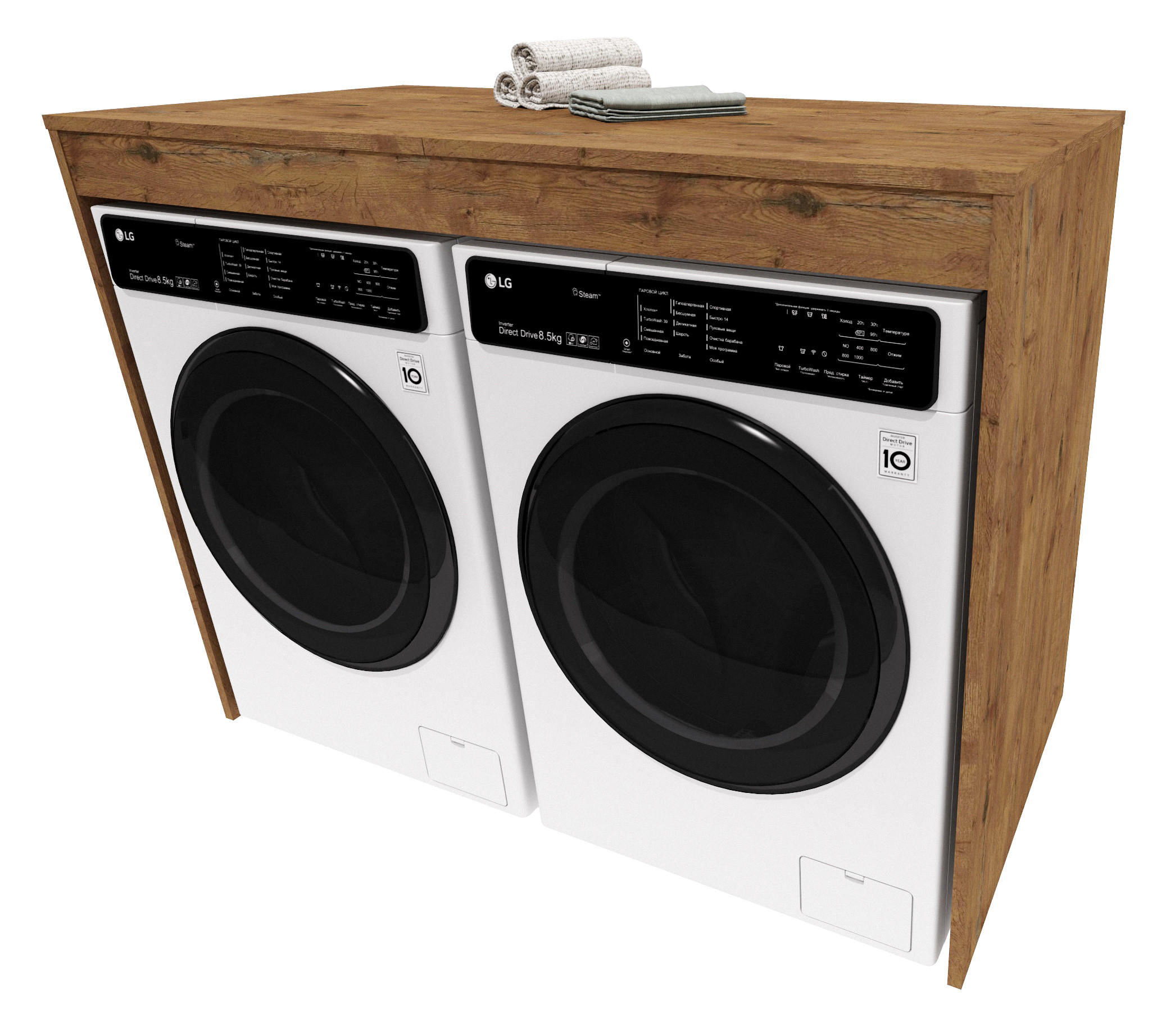 WASCHMASCHINENSCHRANK für Waschmaschine & Wäschetrockner Braun 129/97/61 - Eiche San Remo, Holzwerkstoff (129/97/61cm) - RAUMHIRSCH FURNITURE