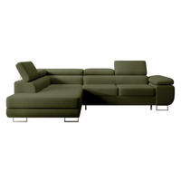 ECKSOFA Stevil Olivgrün Velours - Silberfarben/Olivgrün, Textil/Metall (275/203cm) - Selsey