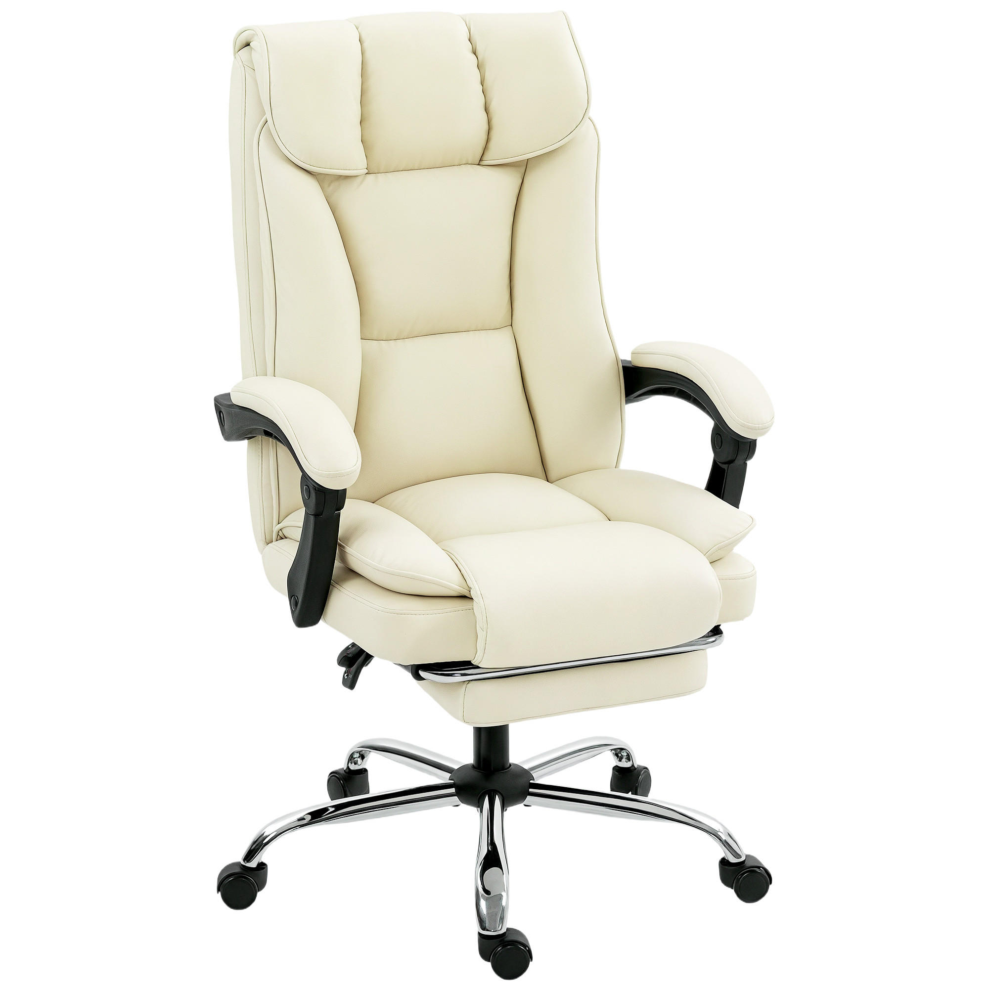BÜROSTUHL Ergonomischer Schreibtischstuhl mit Verstellbar Rückenlehne Beige - Beige/Silberfarben, Kunststoff/Textil (66/121/72cm) - HOMCOM
