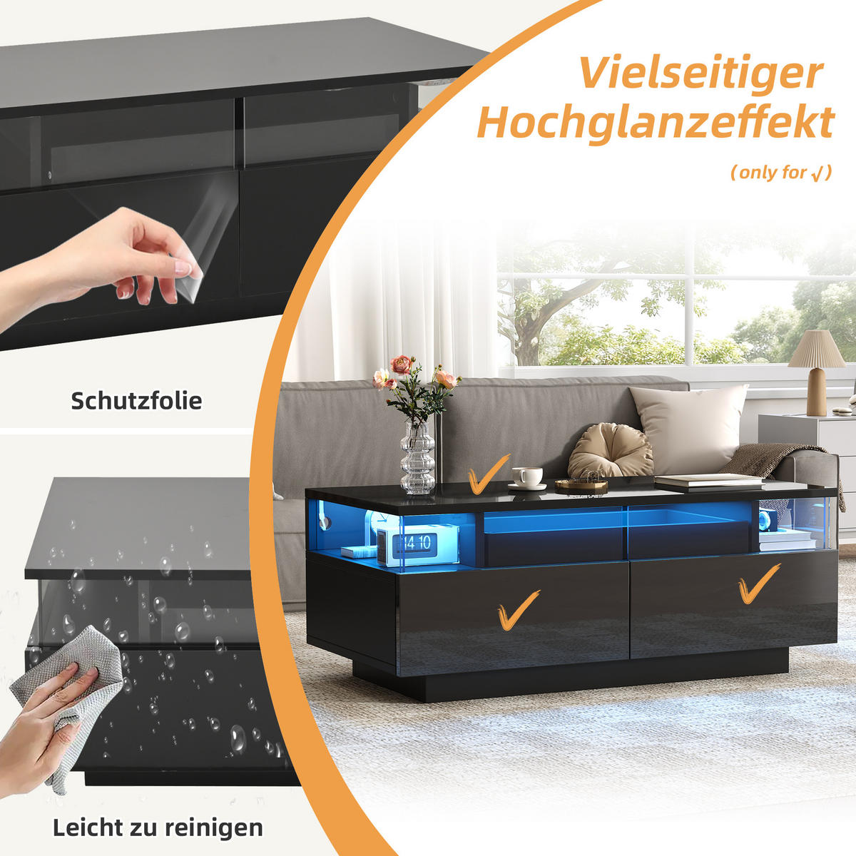 COUCHTISCH DE-087 Tri-Level Schwarz - Schwarz, Holzwerkstoff (45/90/36cm) - ComfortXL