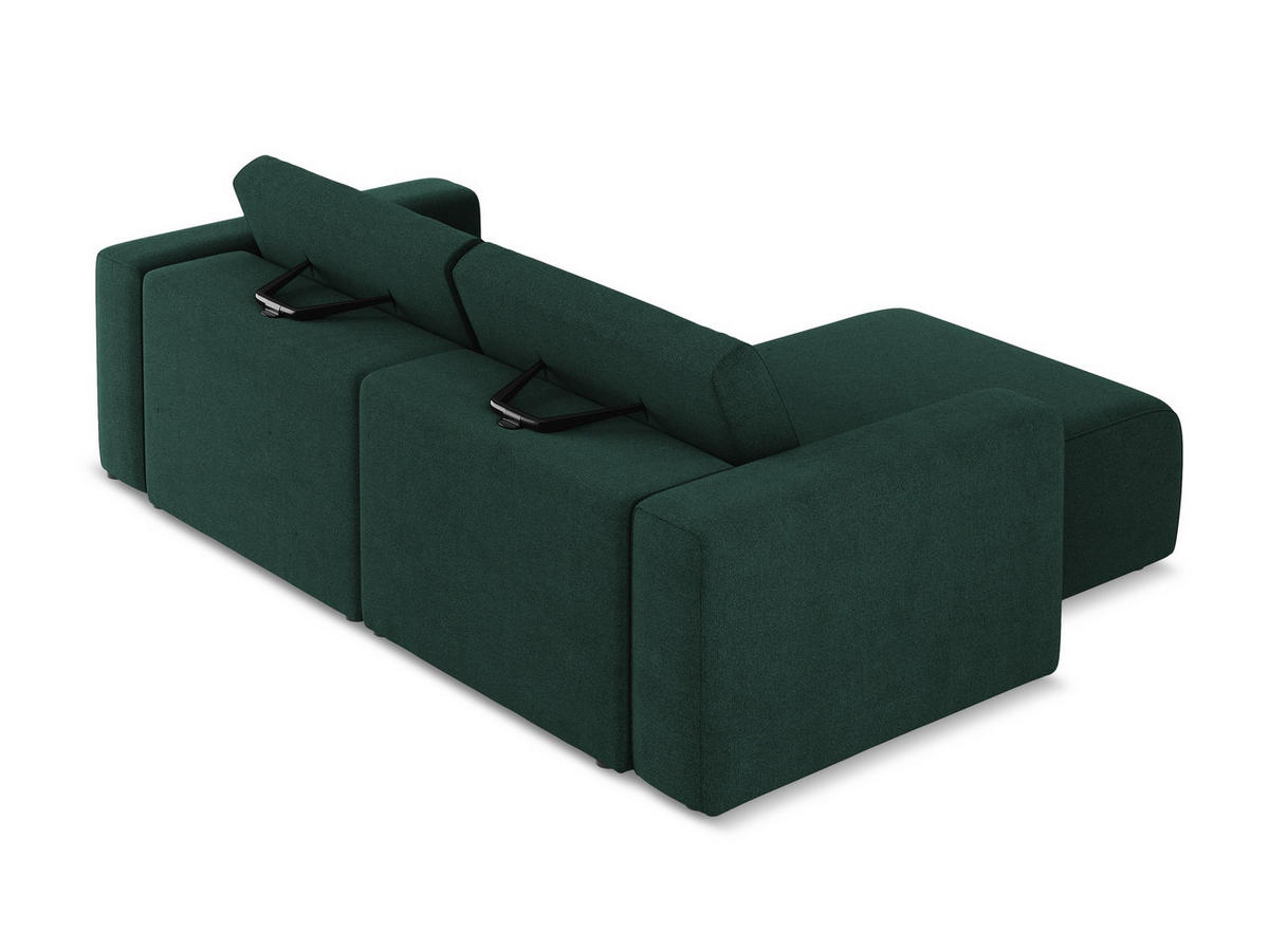 ECKSOFA Links Strukturstoff Stoff Grün - Dunkelgrün/Schwarz, Kunststoff/Textil (167/224cm) - Makamii