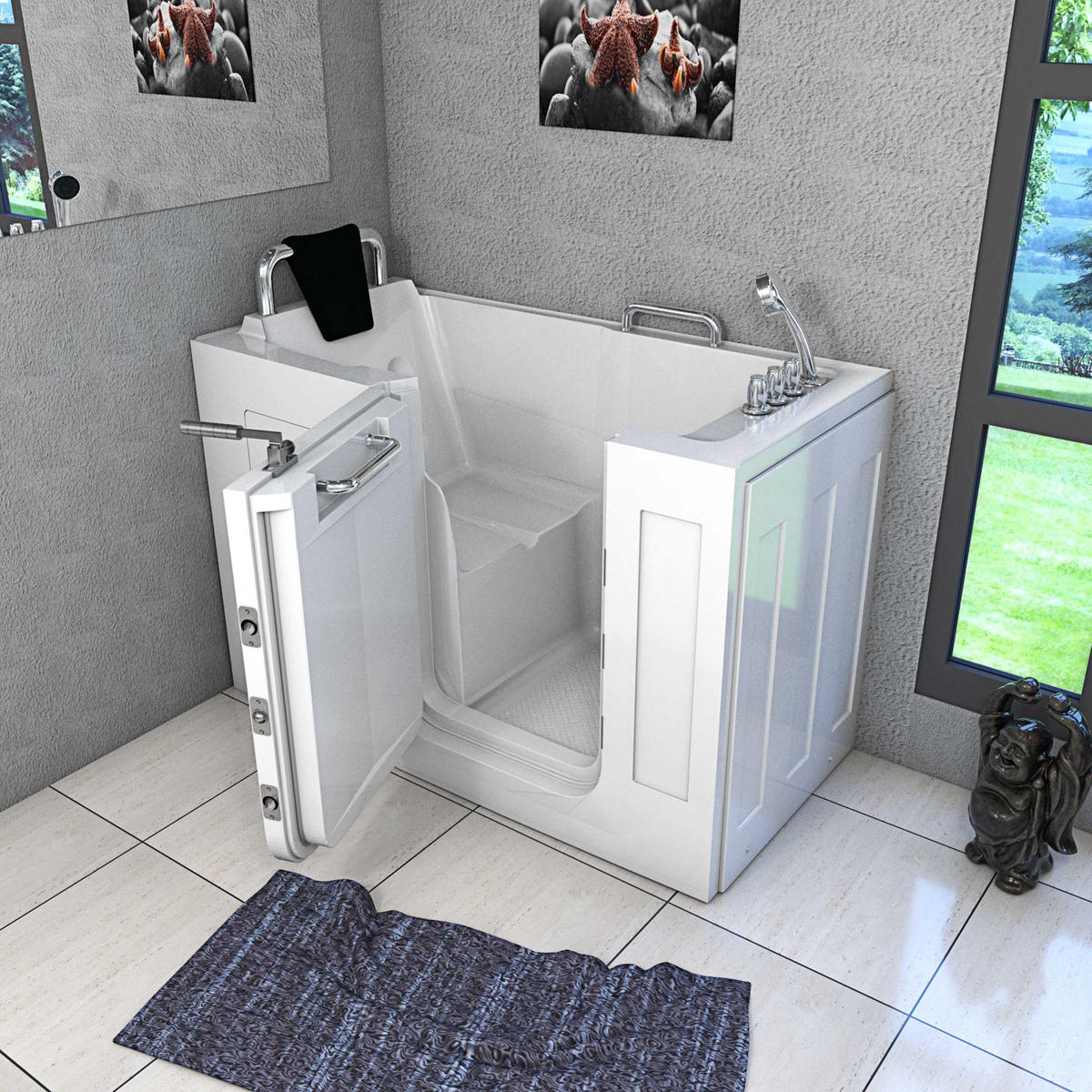 SENIORENWANNE S07-TH-A-L Weiß - Weiß, Glas/Kunststoff (140/116/76cm) - AcquaVapore by Sandra Jentho