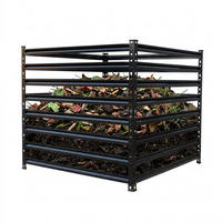 COMPOSTOR Negru oțel galvanizat - negru, material plastic/metal (100/91.3/100cm) - Relaxdays