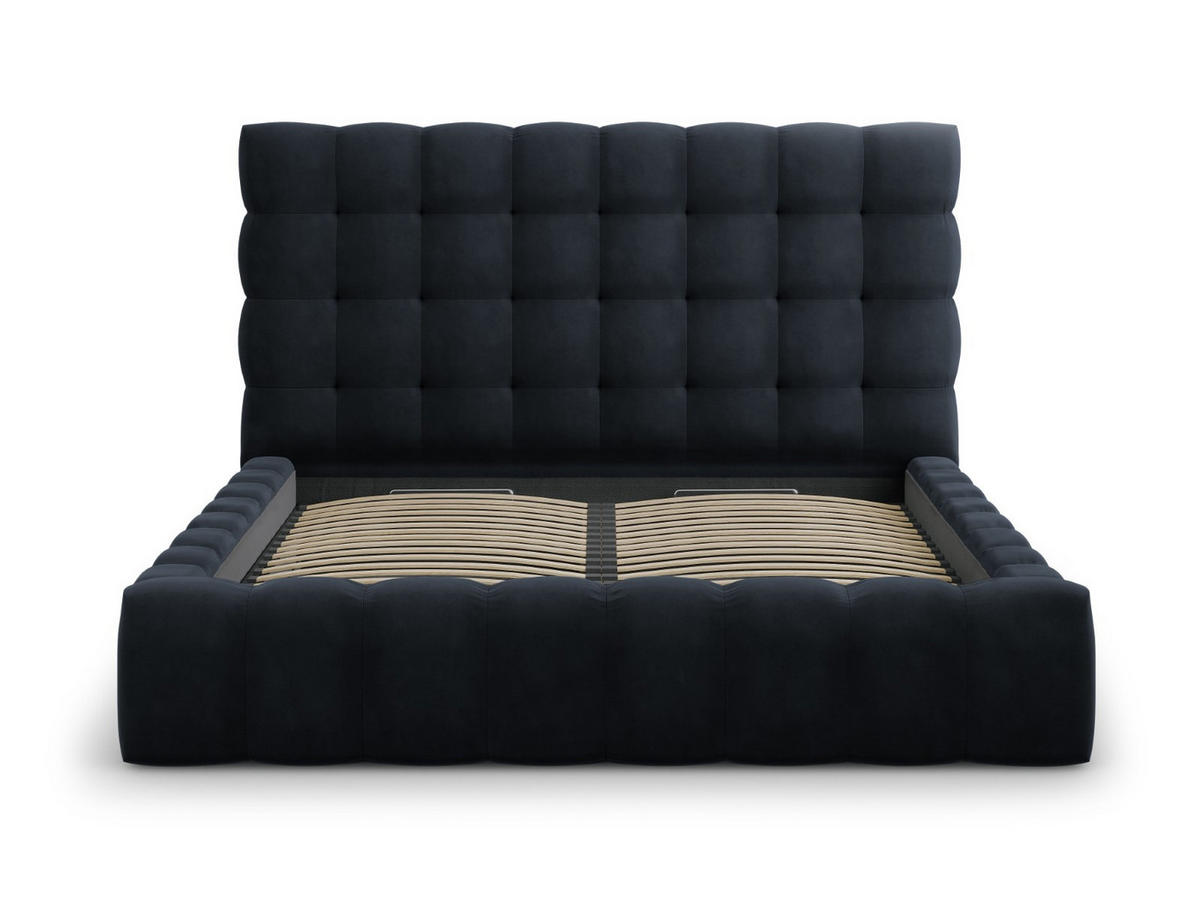 BETT mit Bettkasten und Kopfteil Mamaia aus Samt dunkelblau 180x200cm - Dunkelblau, Textil (180/200cm) - Micadoni