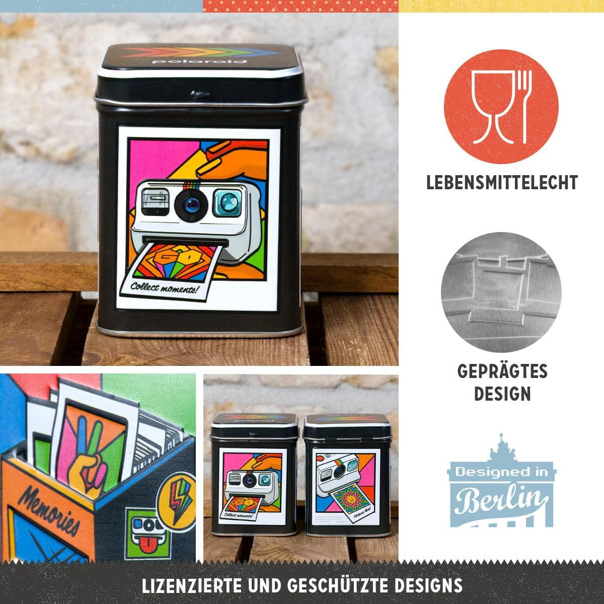 TEEDOSE Polaroid Instant Memories - Multicolor, Metall (7.5/9.5/7.5cm) - Nostalgic-Art