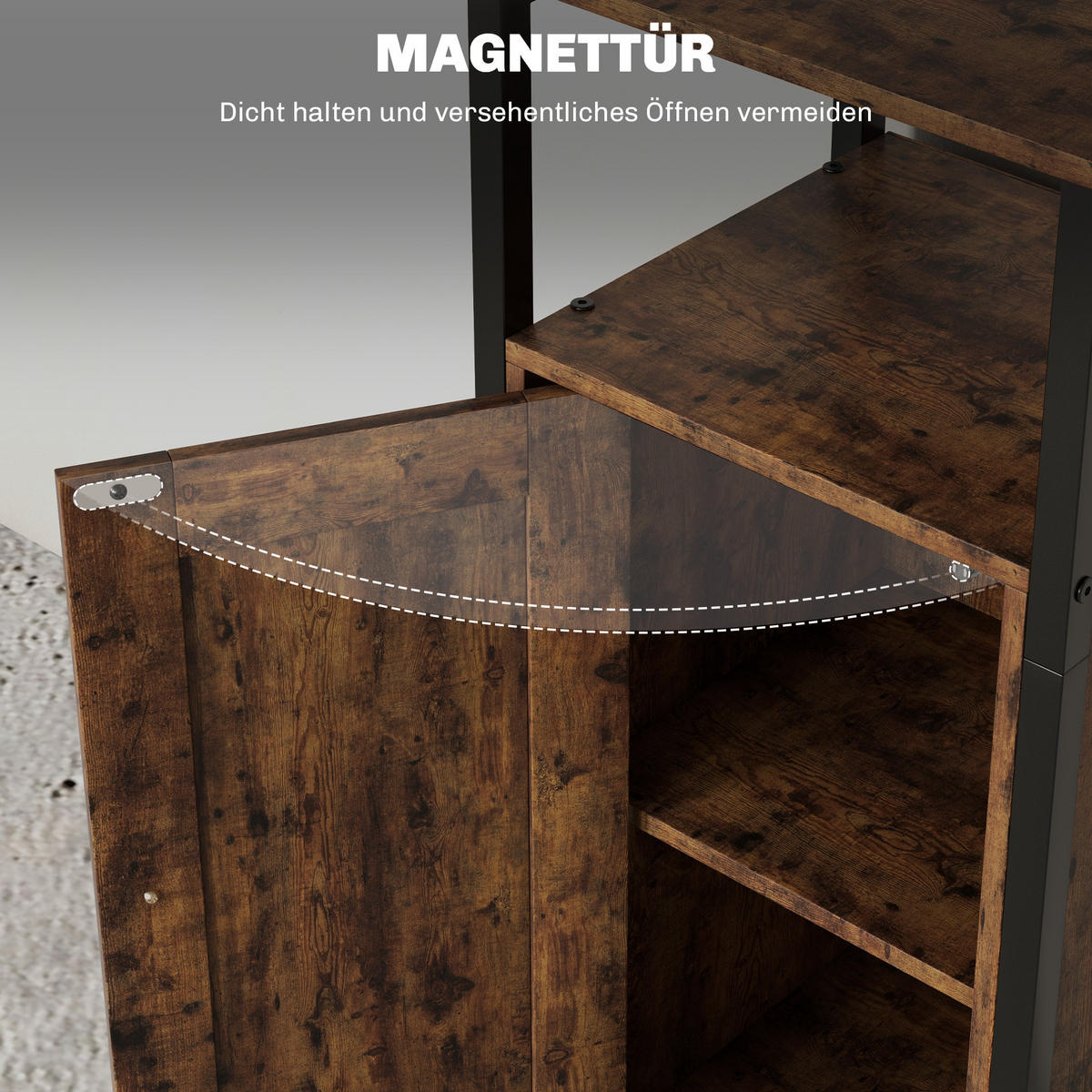 BEISTELLTISCH mit Stauraum, 2 offene Regale - Braun, Holzwerkstoff (34/30/80cm) - HOMCOM