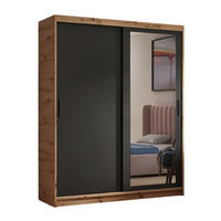 SCHWEBETÜRENSCHRANK Henry 120 cm mit Spiegel 2-türig, artisan, schwarz - Schwarz/Eiche Artisan, Kunststoff (120/205/60cm) - Margaret Hadas24