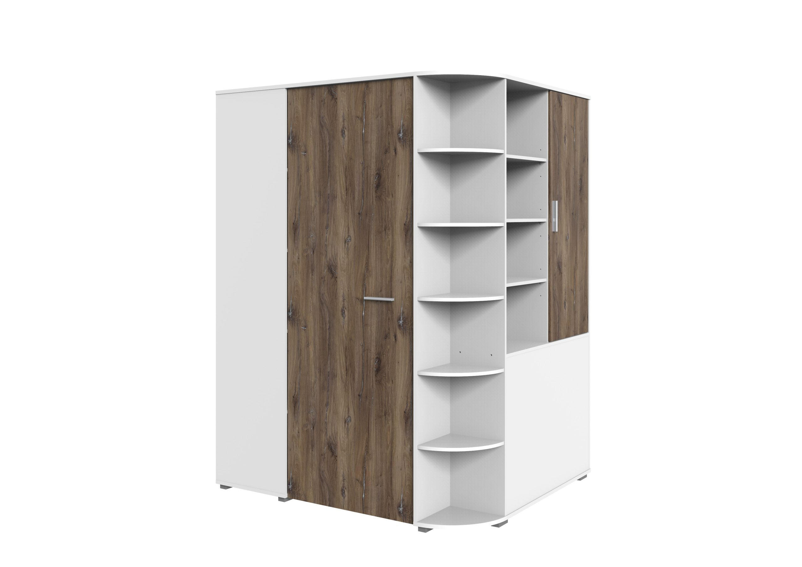 KLEIDERSCHRANK Joker in Weiß Flagstaff Eiche - begehbarer Eckkleiderschrank - Weiß, Holzwerkstoff (124/199/148cm)