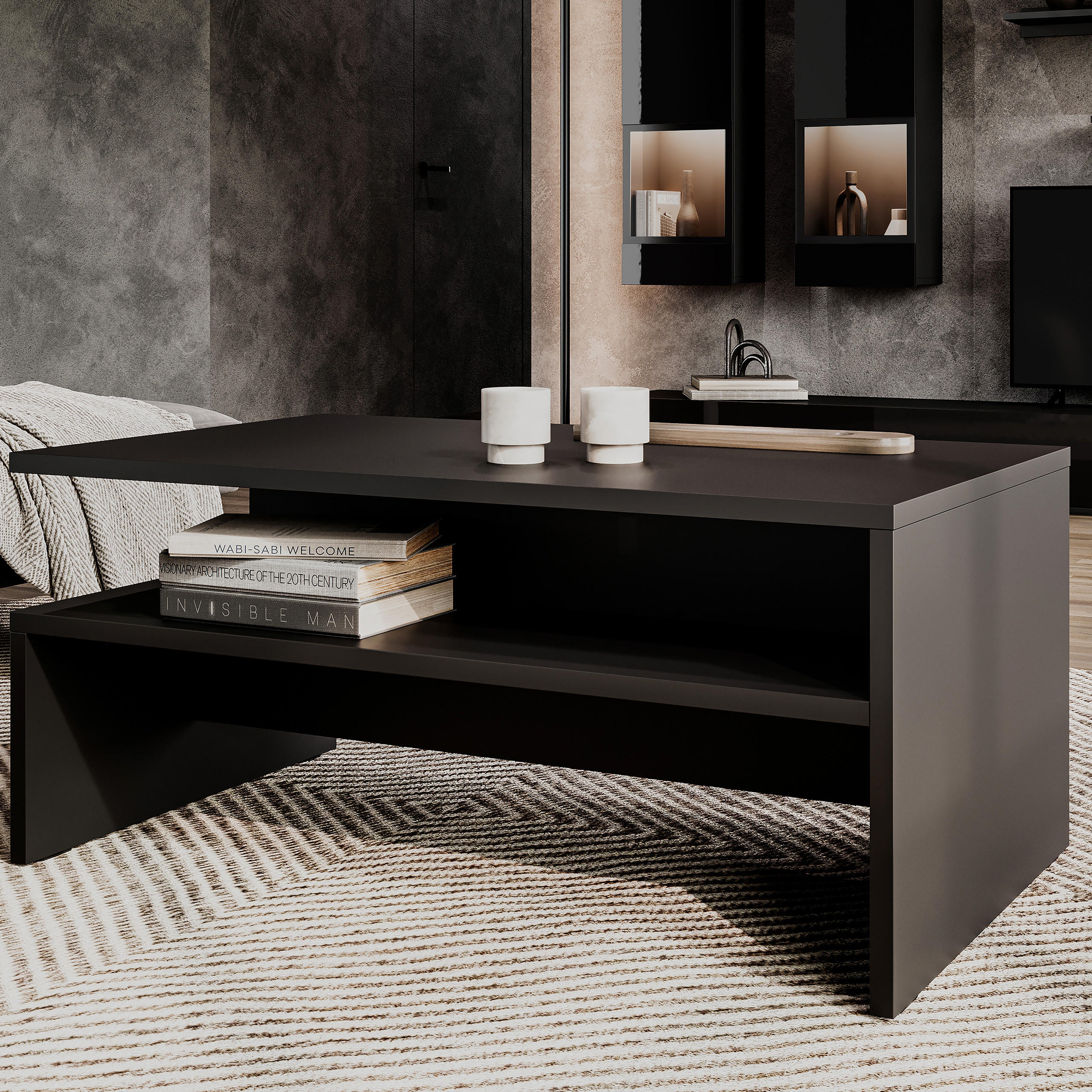 COUCHTISCH ATENEO 100/45/60 cm Schwarz - Schwarz, Holzwerkstoff (60/100/45cm) - MASSENO