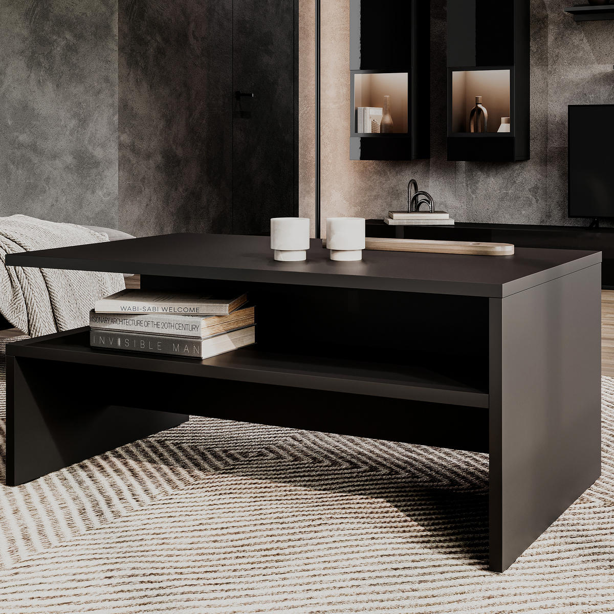 COUCHTISCH ATENEO 100/45/60 cm Schwarz - Schwarz, Holzwerkstoff (60/100/45cm) - MASSENO