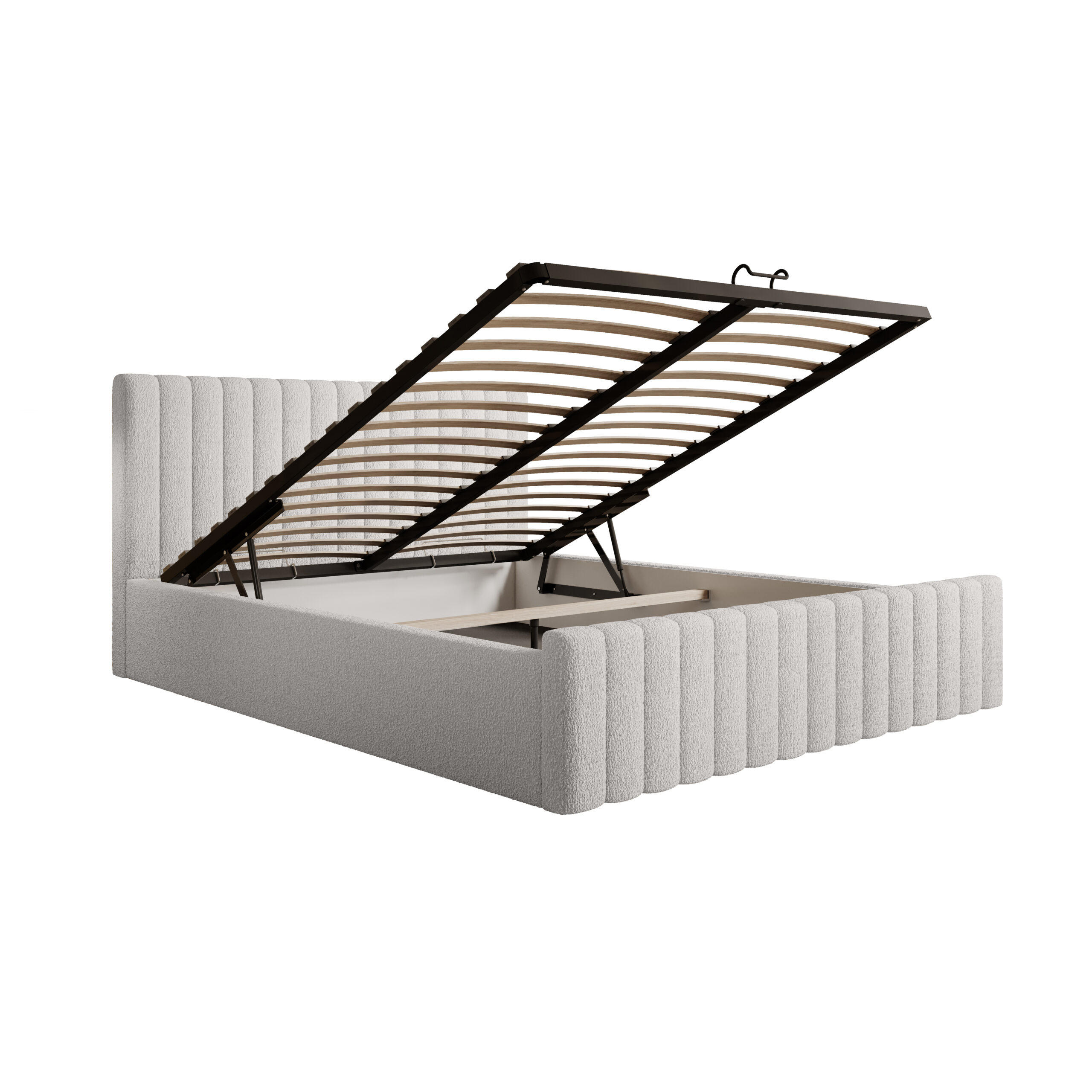 POLSTERBETT Safi 120x200 Creme (Abriamo 4 – Bouclé) - Weiß, Holz/Textil (120/200cm) - Fedve