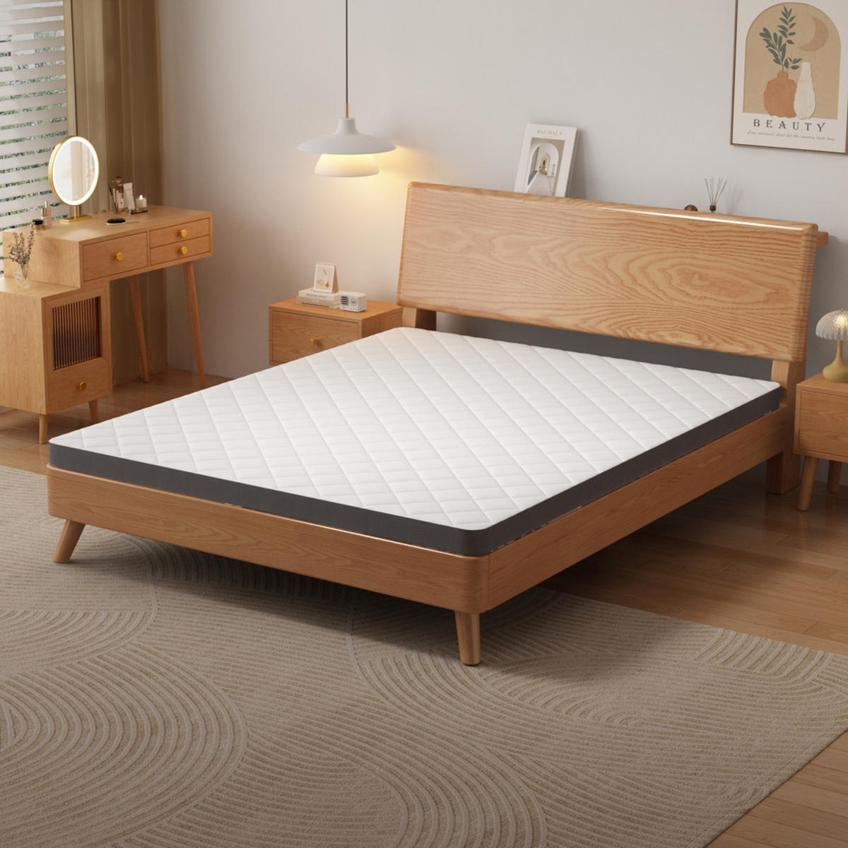 MATRATZE H3 7 Zonen Schaumstoffmatratze, Mittelfest, Oeko-Tex Zertifiziert, 140/200/7 cm - Weiß, Metall (140/200cm) - Rolipo