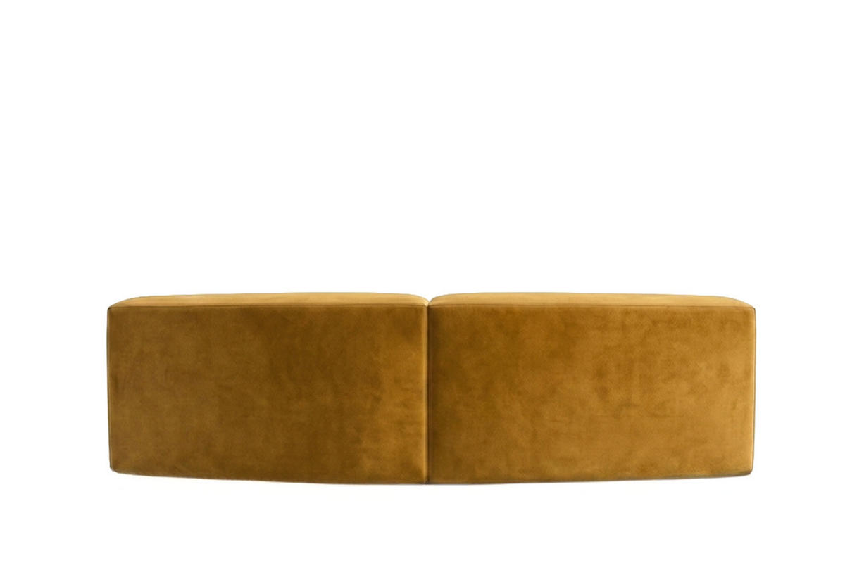 SOFA Round, Velvet-Stoff Bluvel, Golden, GRETA - Goldfarben, Holz (294/70/89cm) - Kaiser Möbel