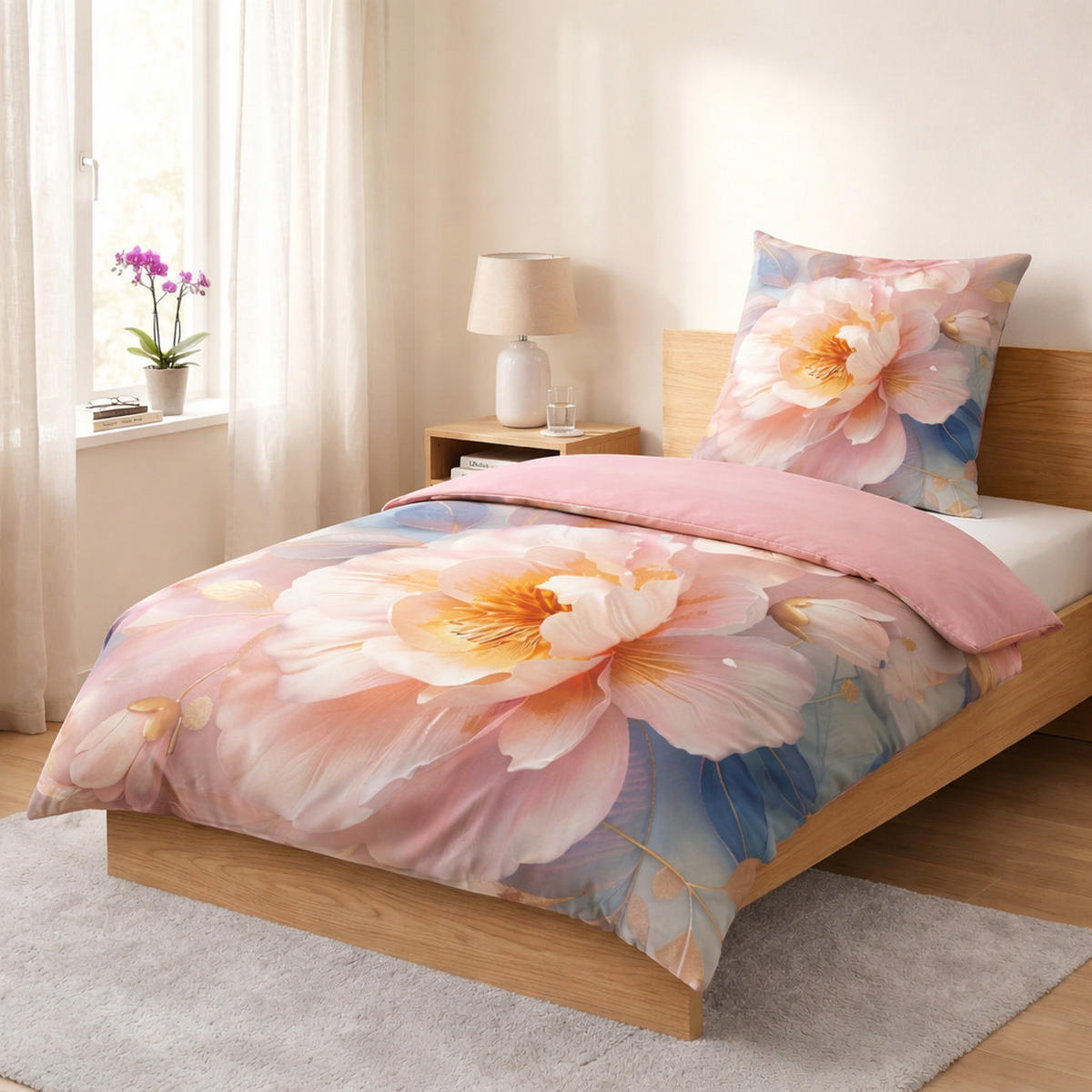 BETTWÄSCHE 2-teilig Florentia - Hellrosa, Naturmaterialien (135/200cm) - Sanilo