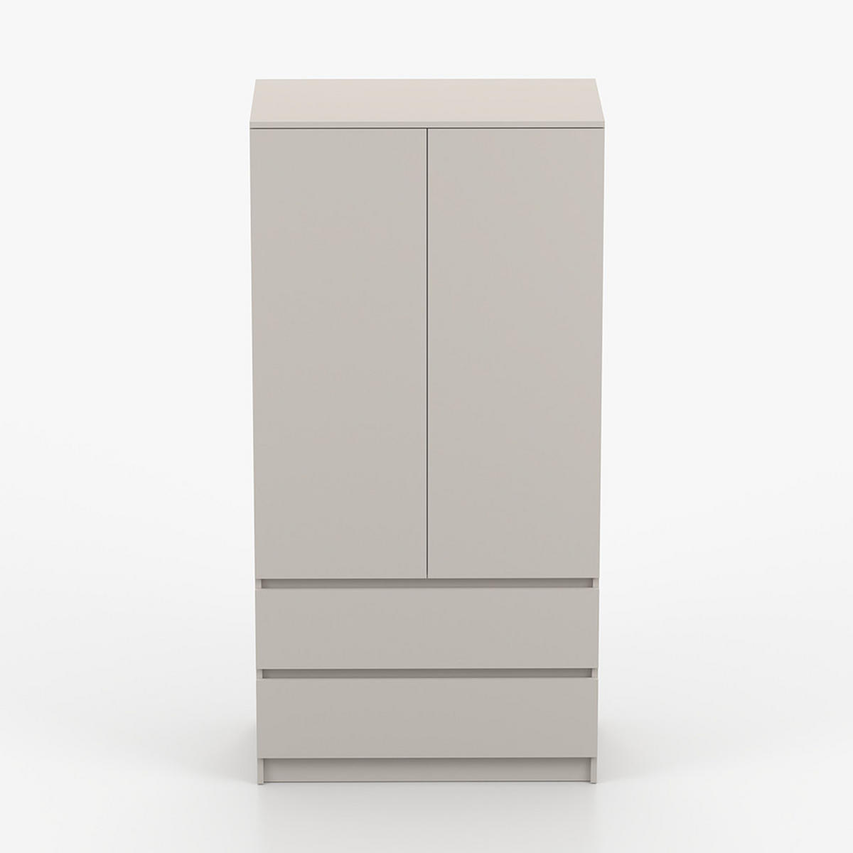 DREHTÜRENSCHRANK SOLO 2D2S II 90 cm Kaschmir/Kaschmir, 2-türig, zwei Schubladen, grifflos - Kaschmir, Holzwerkstoff (90/180/50cm) - imoebel24